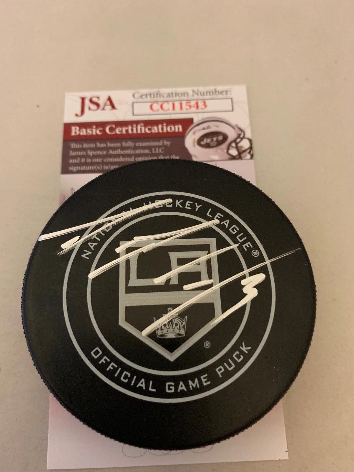 Dion Phaneuf signed LA Los Angeles Kings Official Game Puck autographed JSA
