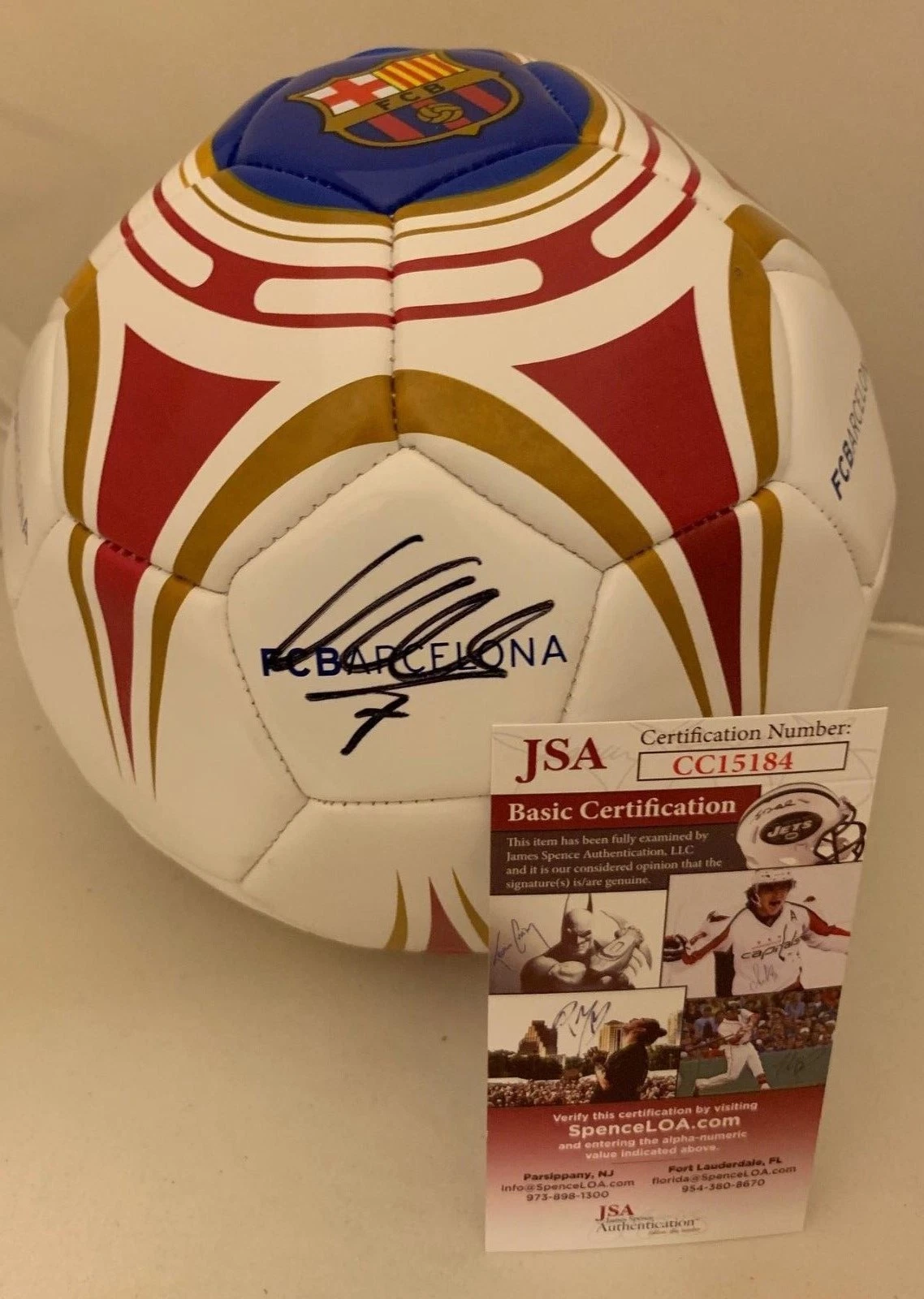 David Villa New York City FC signed F/S Barcelona Barca Soccer Ball Spain 4 JSA