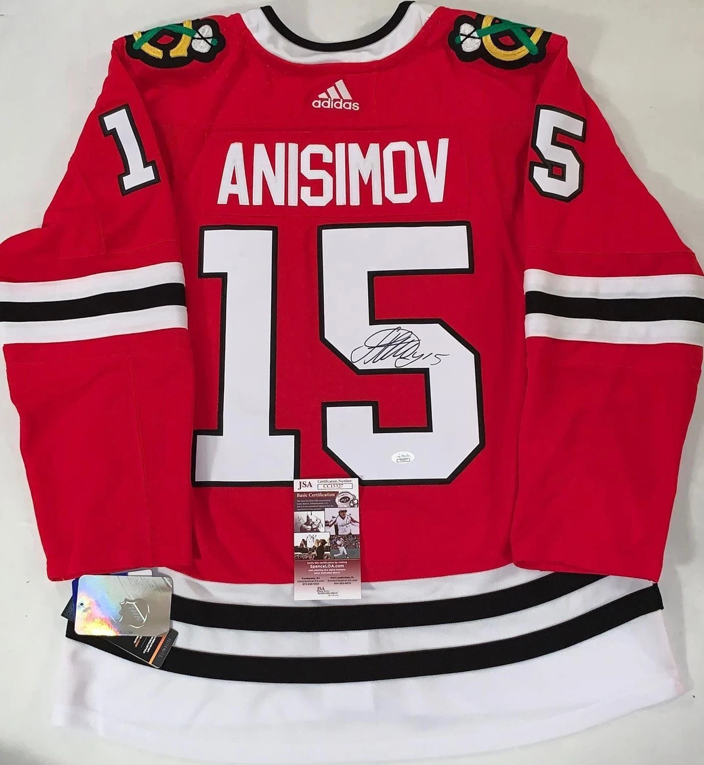 Artem Anisimov signed Chicago Blackhawks Adidas Authentic Adizero jersey JSA