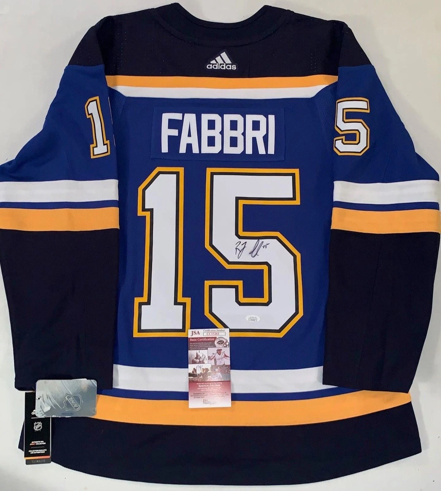 Robby Fabbri signed St. Louis Blues Adidas Authentic Adizero jersey JSA