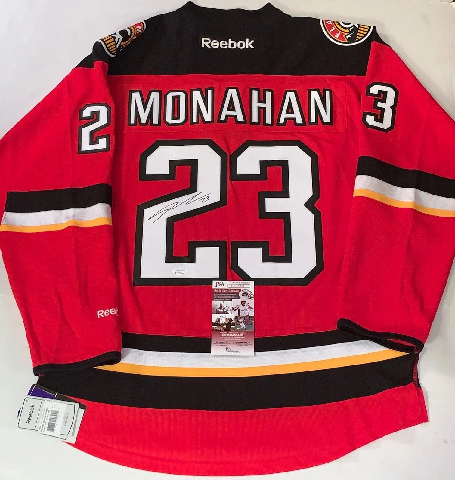 Sean Monahan signed Calgary Flames Reebok Premier Large jersey autographed JSA