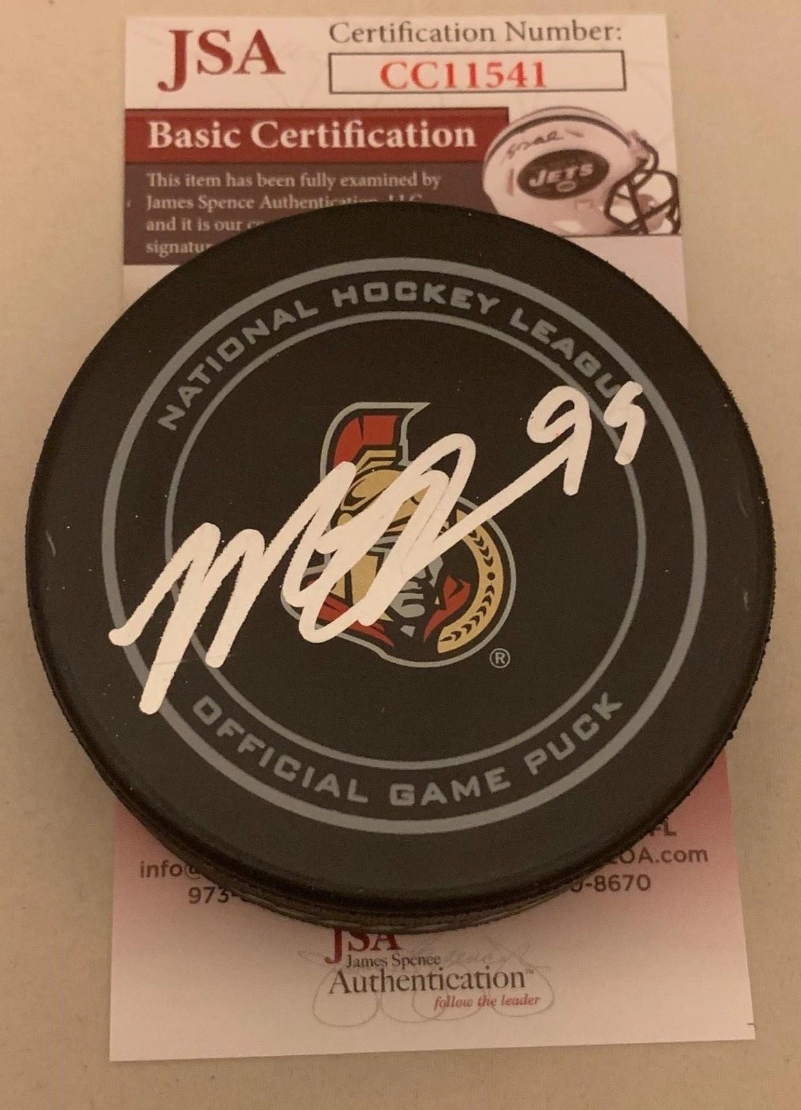 Matt Duchene signed Ottawa Senators Official Game Puck autographed JSA