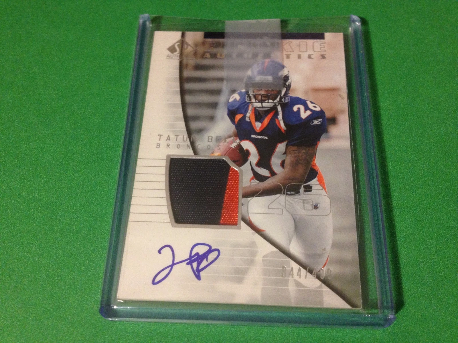 Tatum Bell 2004 SP Authentic Rookie 2-CLR Patch Jersey Auto /499