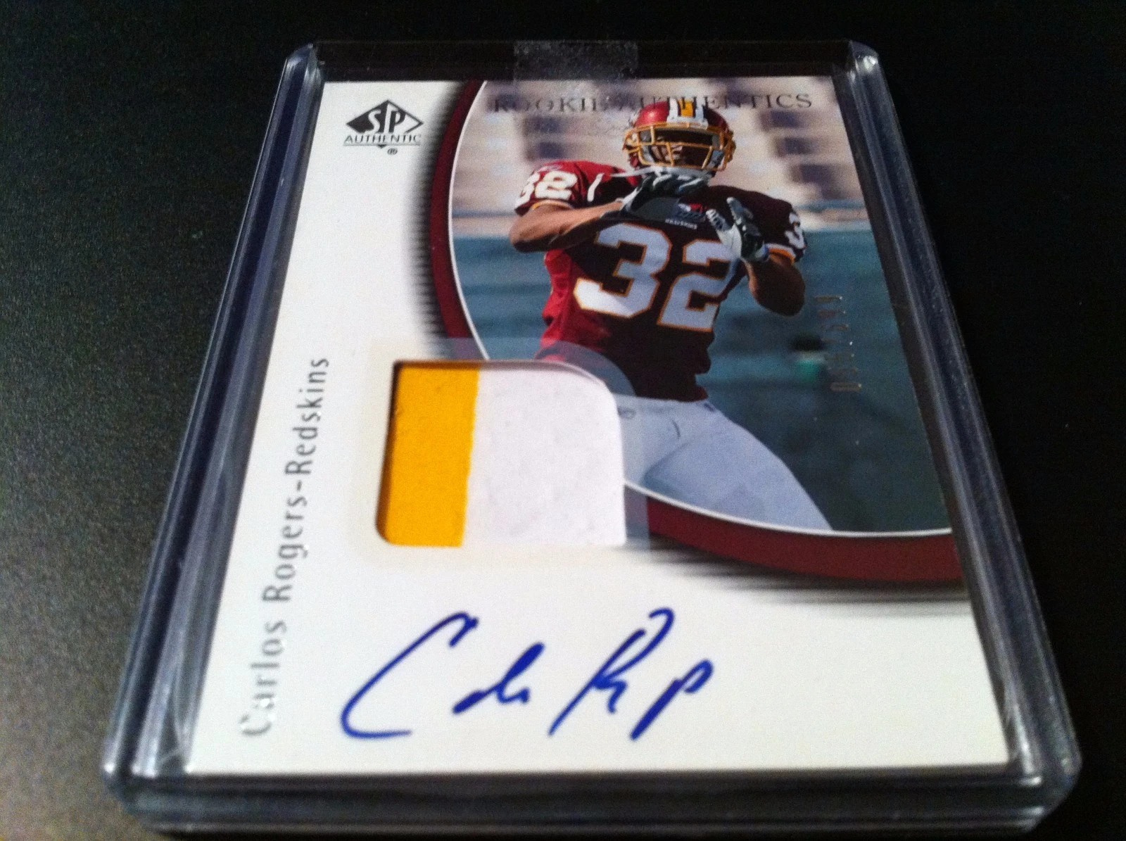 Carlos Rogers 2005 SP Authentic Rookie 2-CLR Patch Jersey Auto /699