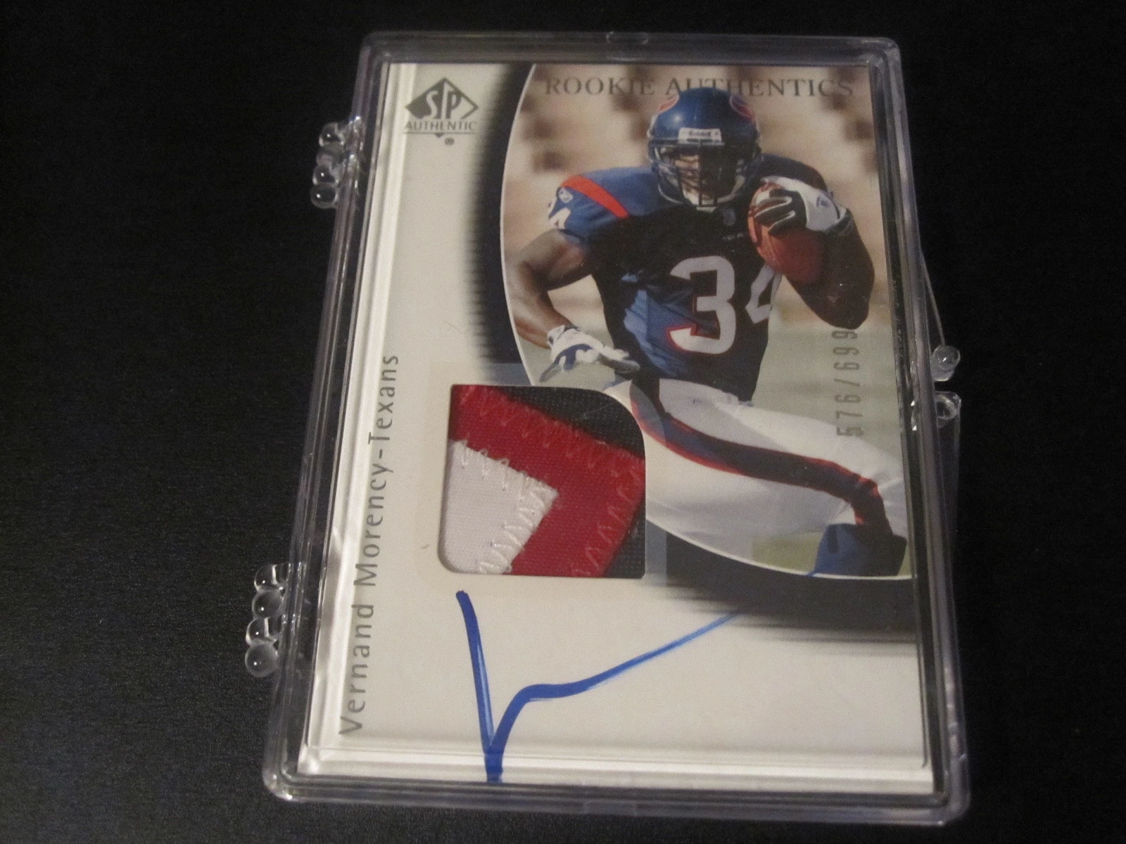 Vernand Morency 2005 SP Authentic Rookie 3-CLR Patch Jersey Auto /699