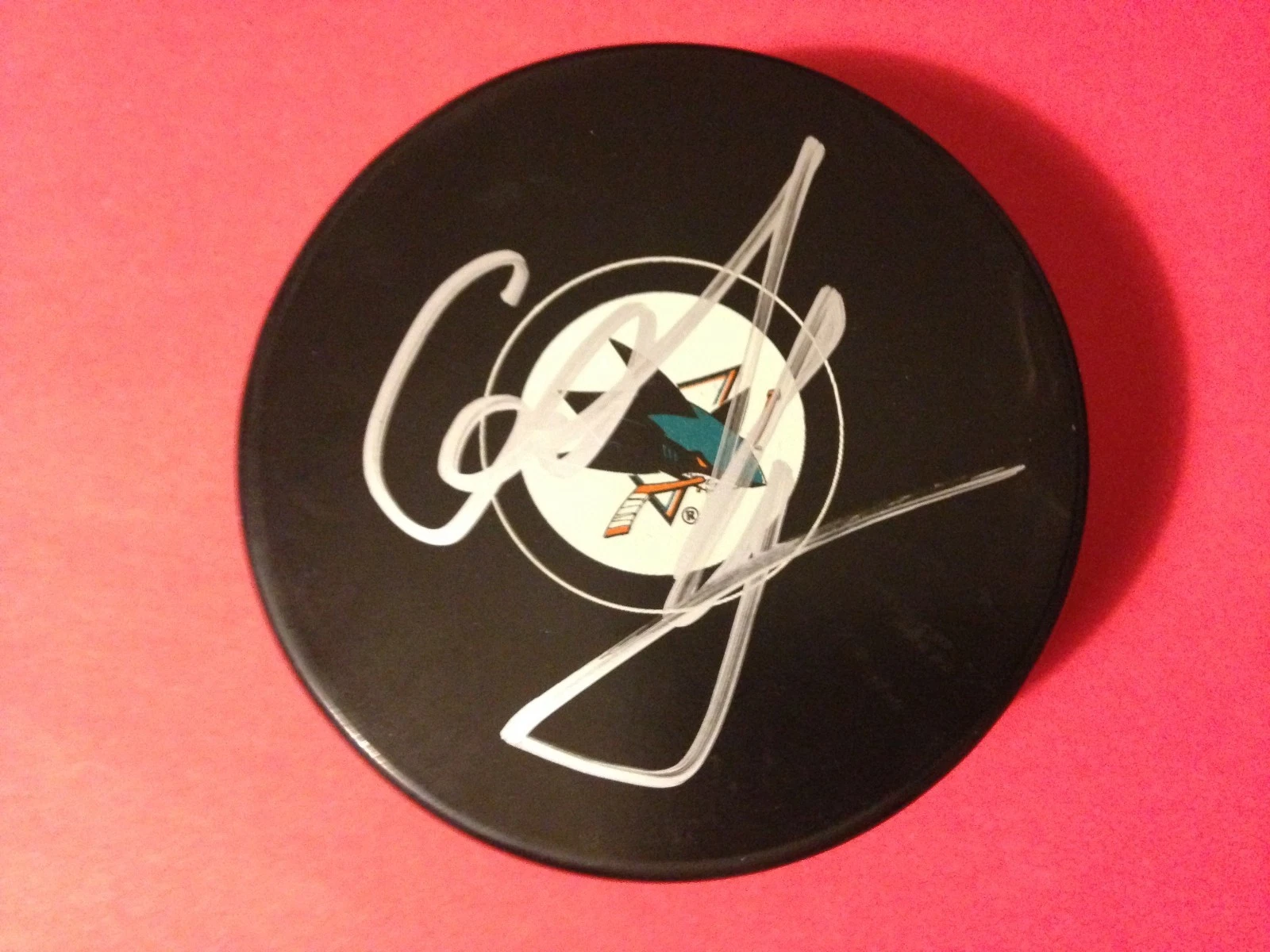 Nikolay Goldobin Sharks Signed Auto Puck w/ Holder Auto