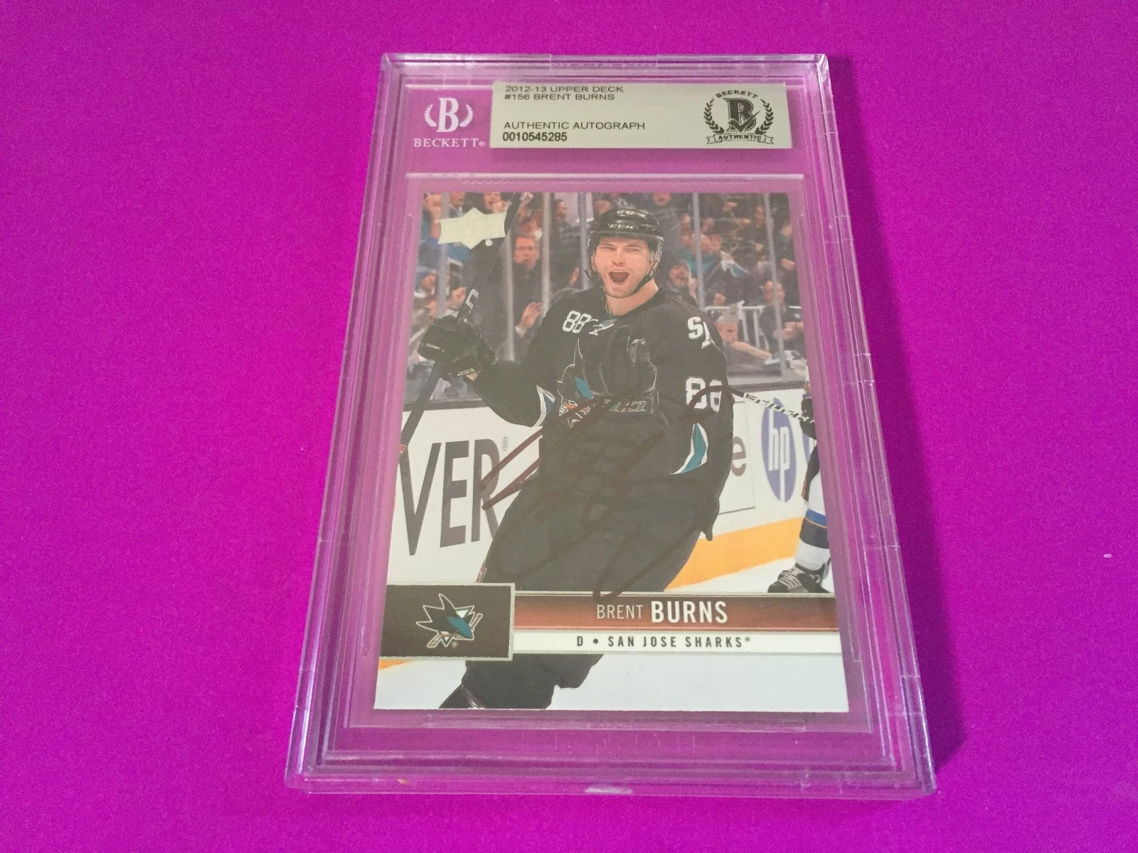 Brent Burns SHARKS 2012-13 Upper Deck Signed Auto Beckett SLABBED BAS