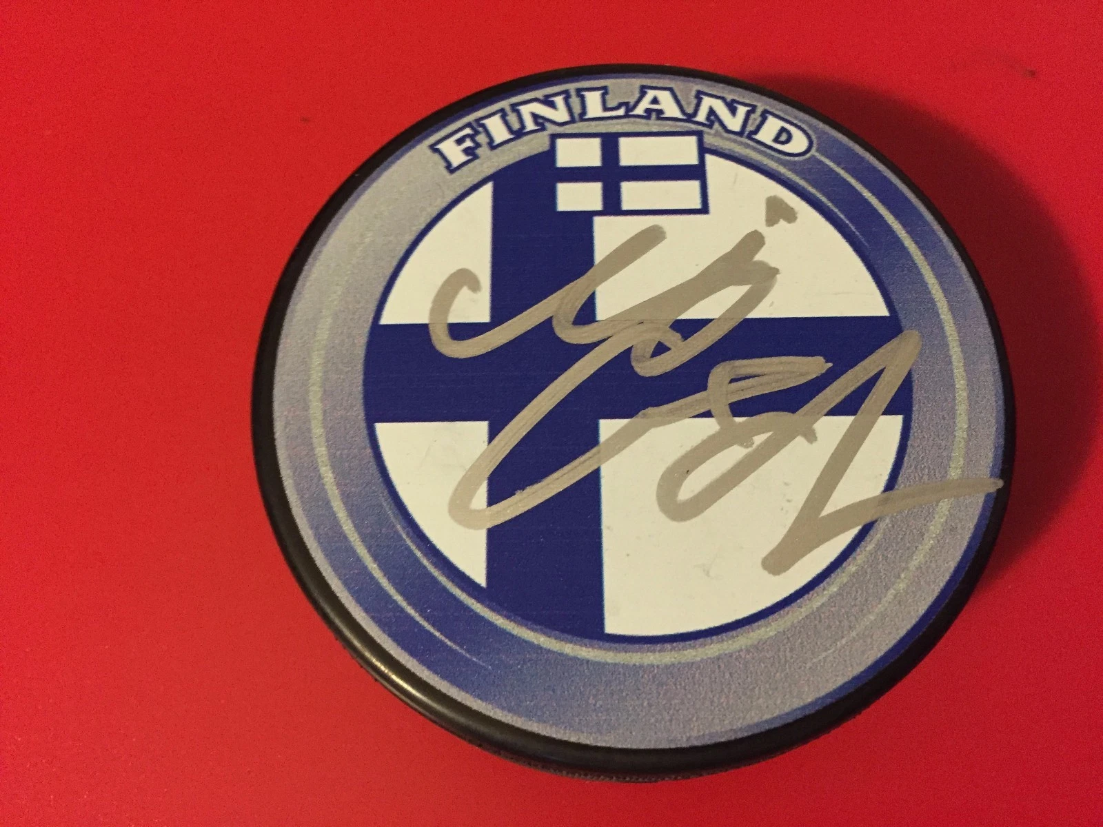 Mikko Koivu Finland Flag Signed Auto Puck