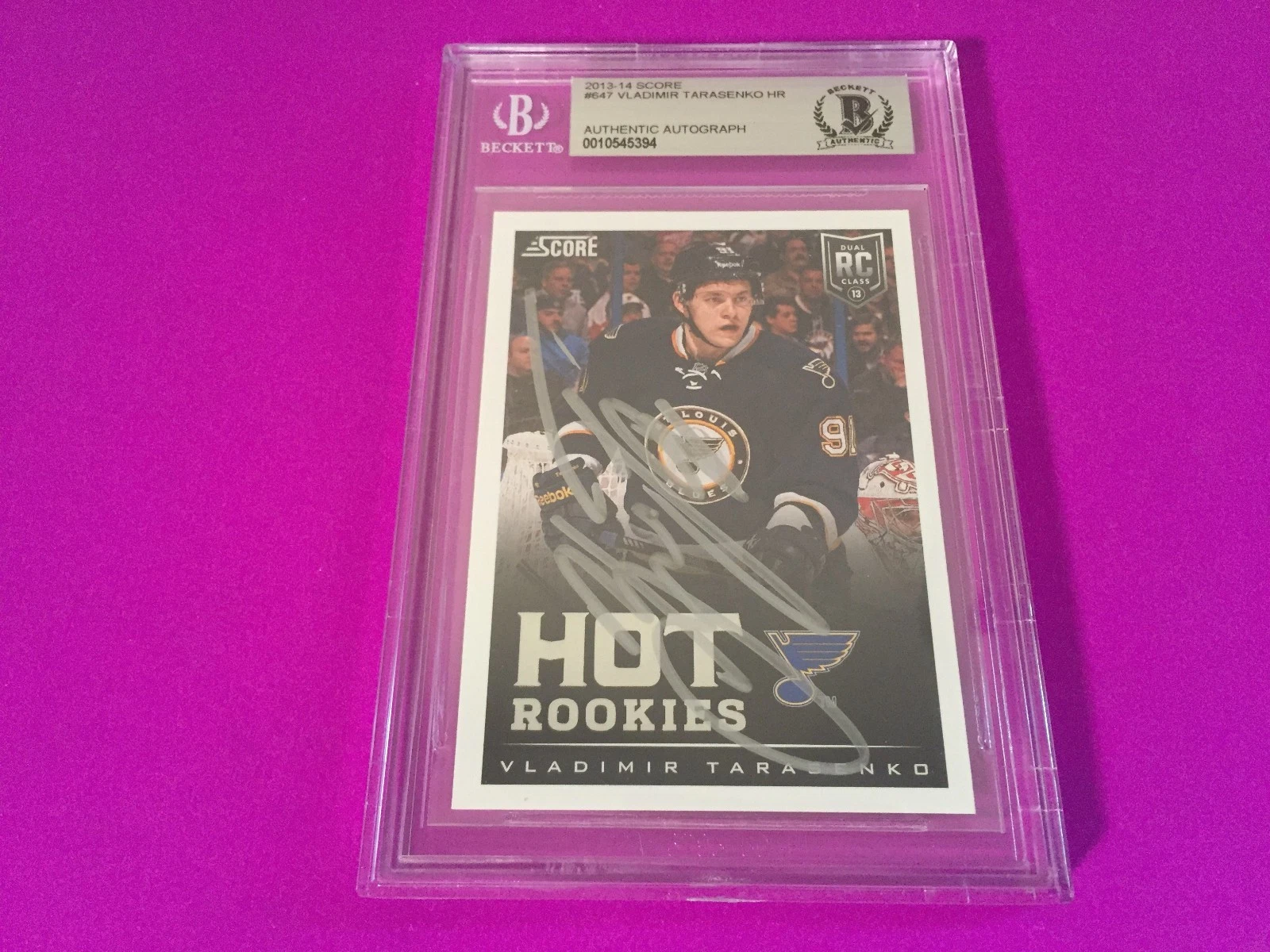 Vladimir Tarasenko Blues 2013-14 Score Rookie Card Signed Auto Beckett BAS