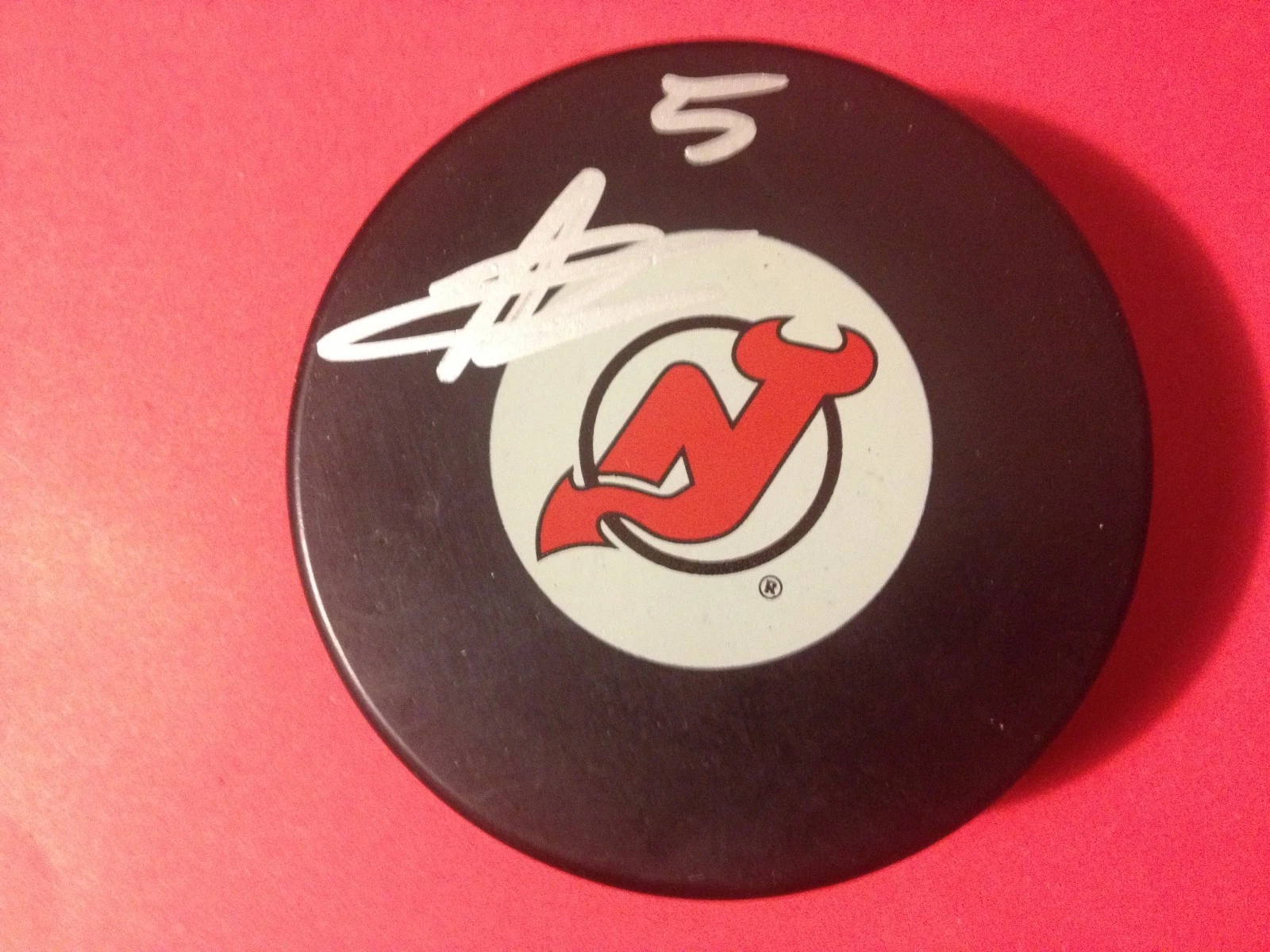Adam Larsson Devils Signed Auto Puck