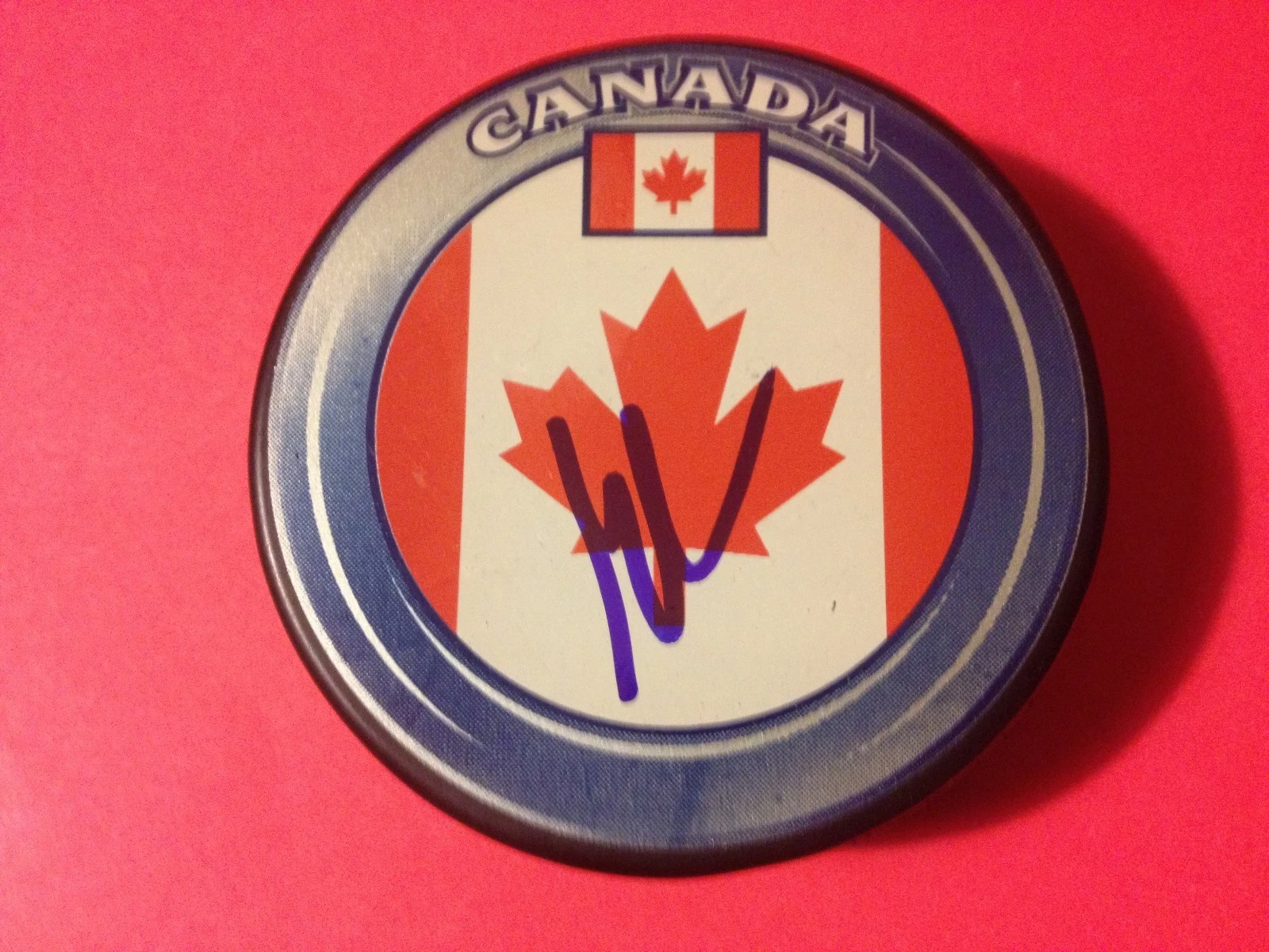 Martin Brodeur Canada Flag Signed Auto Puck