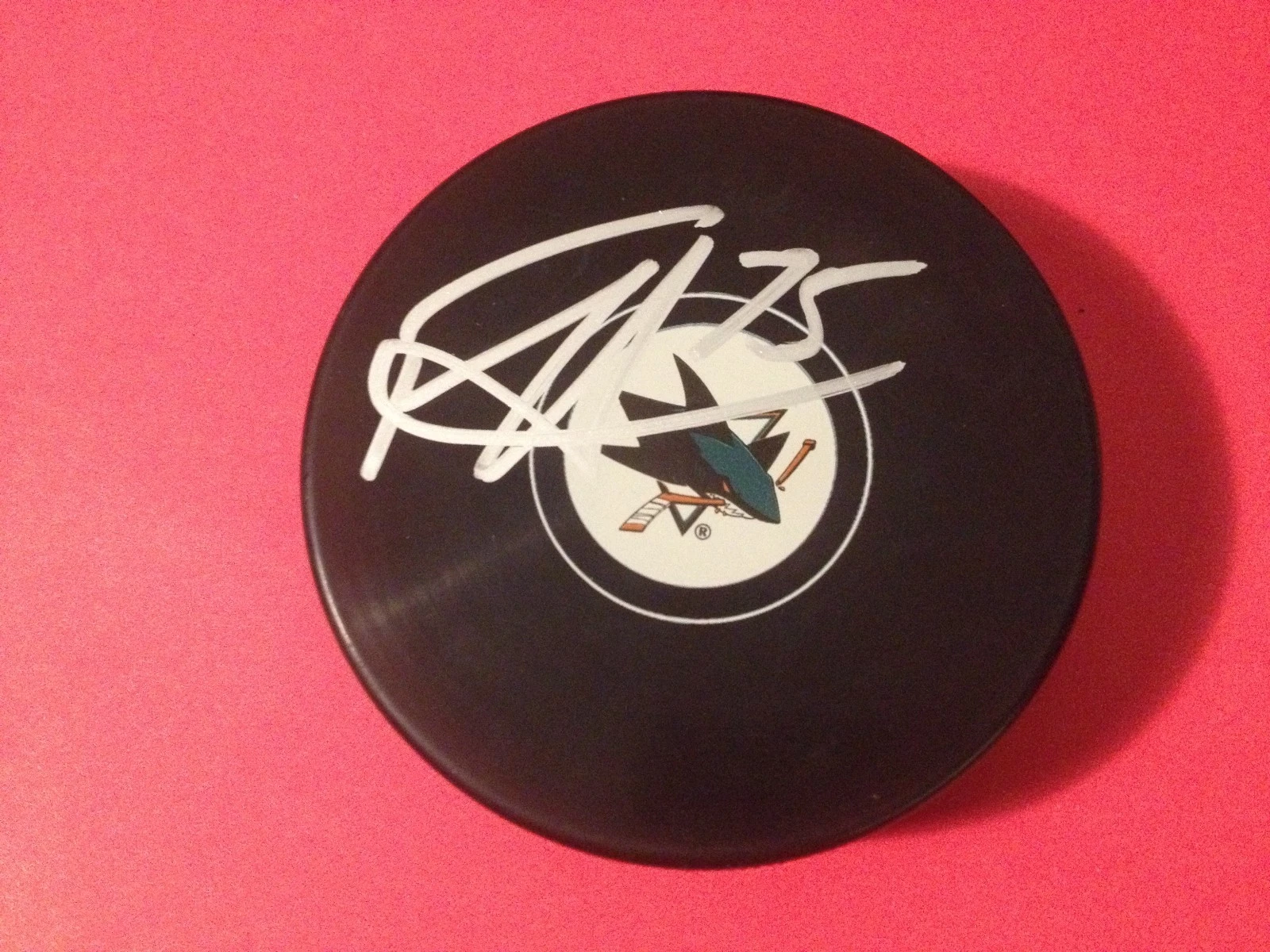 Freddie Hamilton Sharks Signed Auto Puck w/ Holder Auto