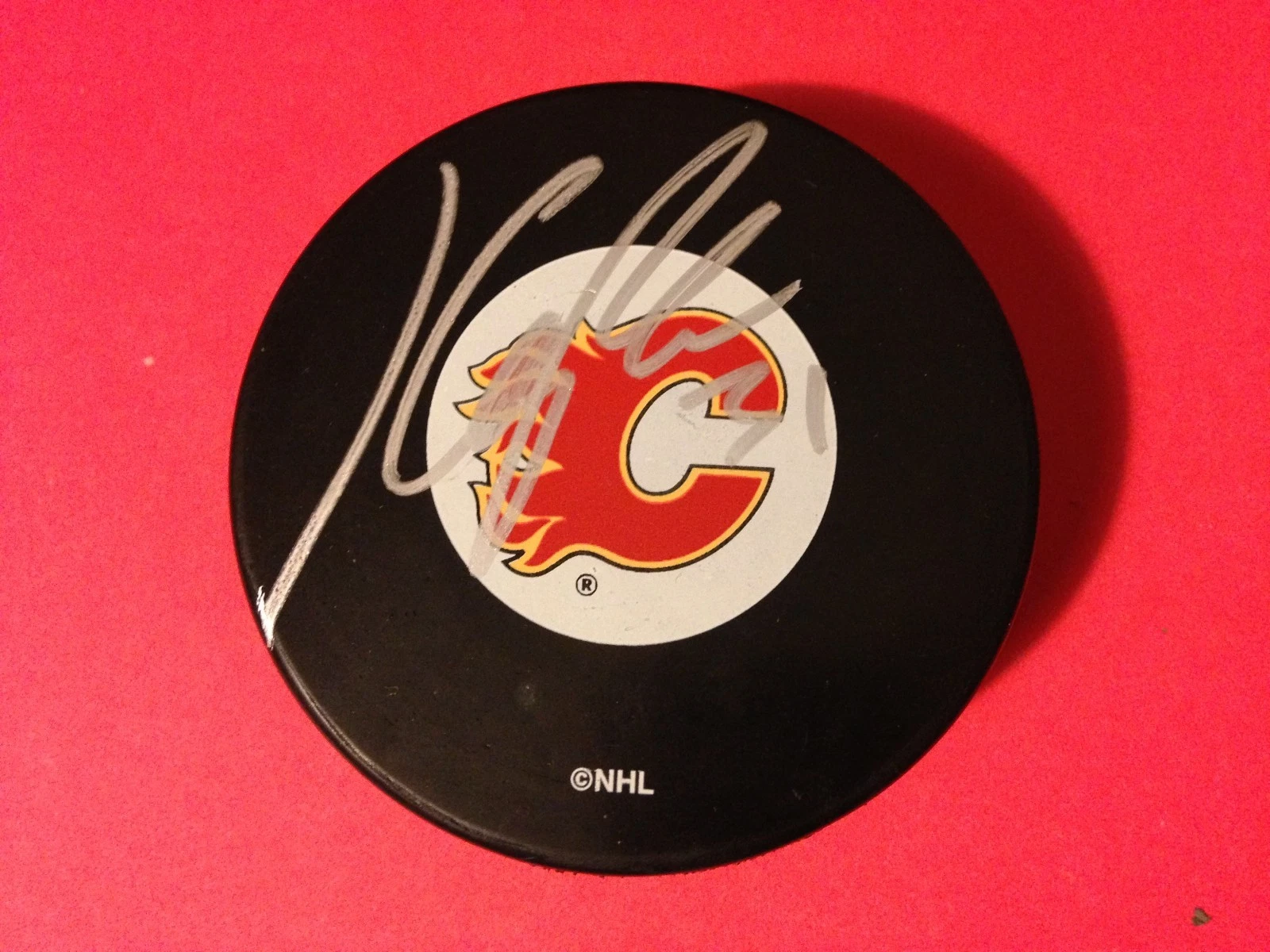 Karri Ramo Calgary Flames Signed Auto Hockey Puck