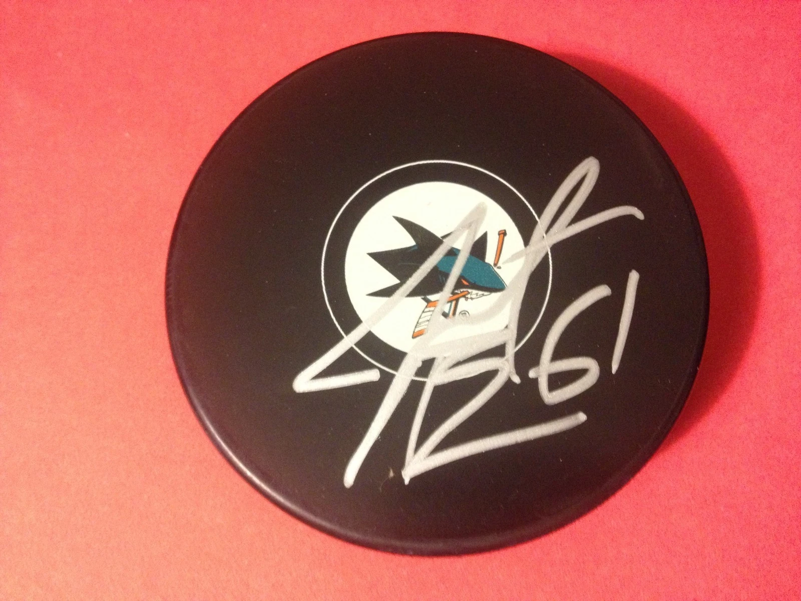 Justin Braun Sharks Signed Auto Puck w/ Holder Auto