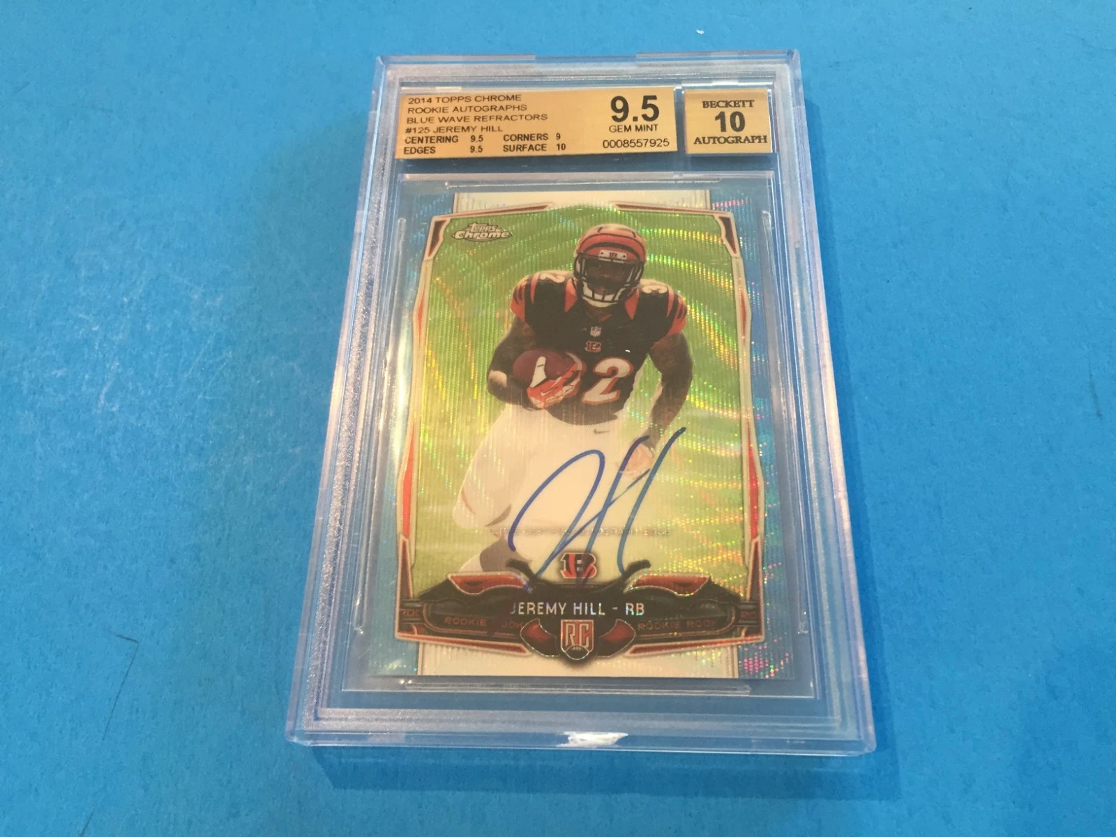 Jeremy Hill 2014 Topps Chrome Blue Wave Refractors Rookie /20 BGS 9.5 Gem Mint