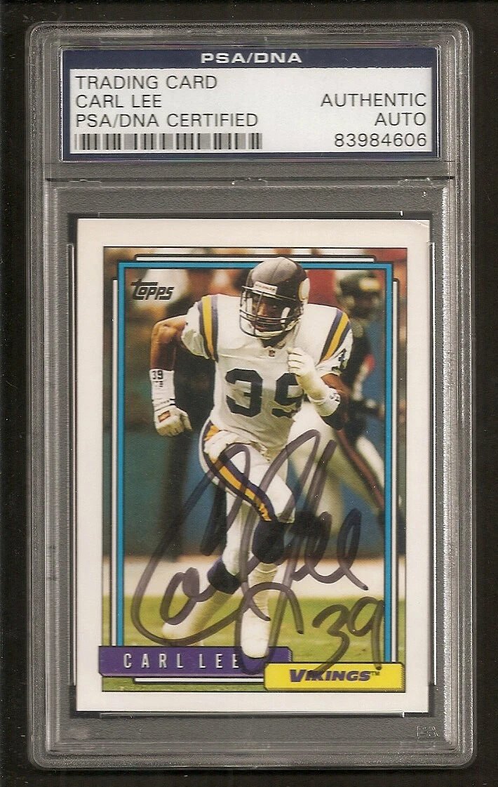 Carl Lee Vikings 1992 Topps Signed Auto PSA/DNA ENCAPSULATED