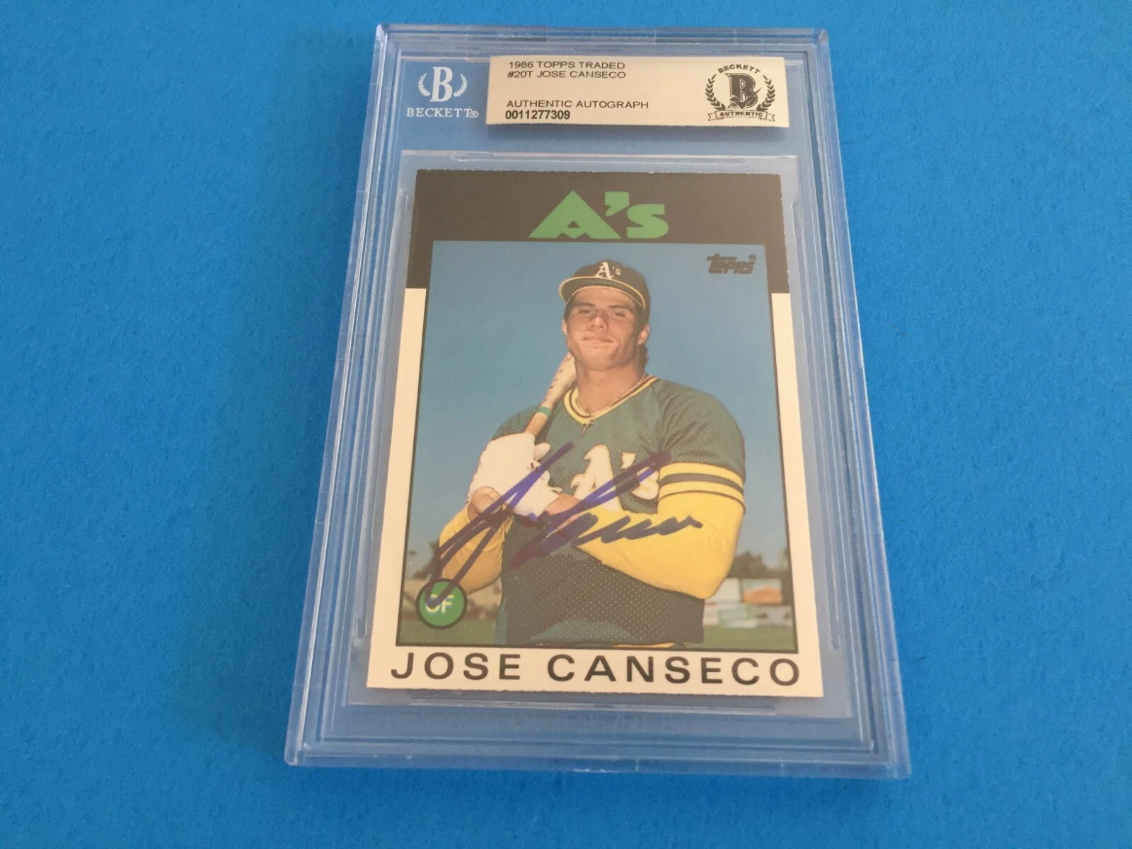 Jose Canseco 1986 Topps Traded Rookie Oakland Signed Auto Beckett BAS Slabbed