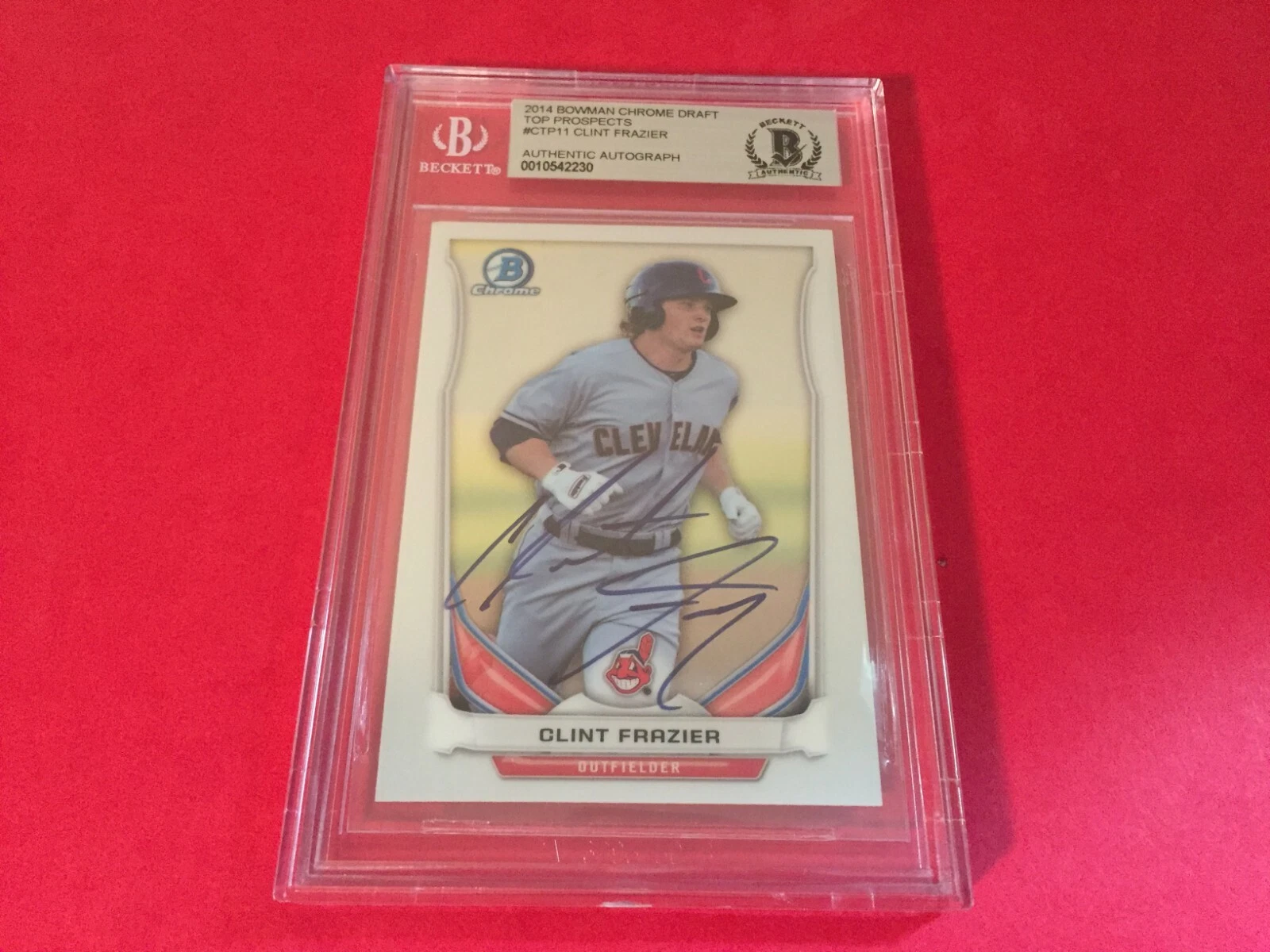 Clint Frazier 2014 Bowman Chrome Draft Rookie Signed Auto Beckett BAS Slabbed