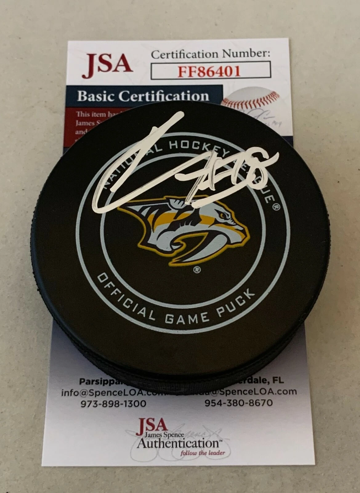 Kyle Turris signed Nashville Predators Official Game Puck autographed Preds JSA