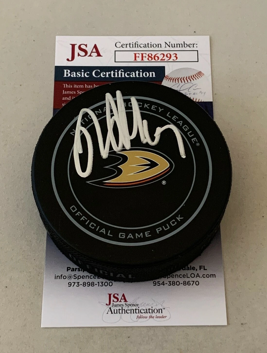 Rickard Rakell signed Anaheim Ducks Official Game Puck autographed JSA