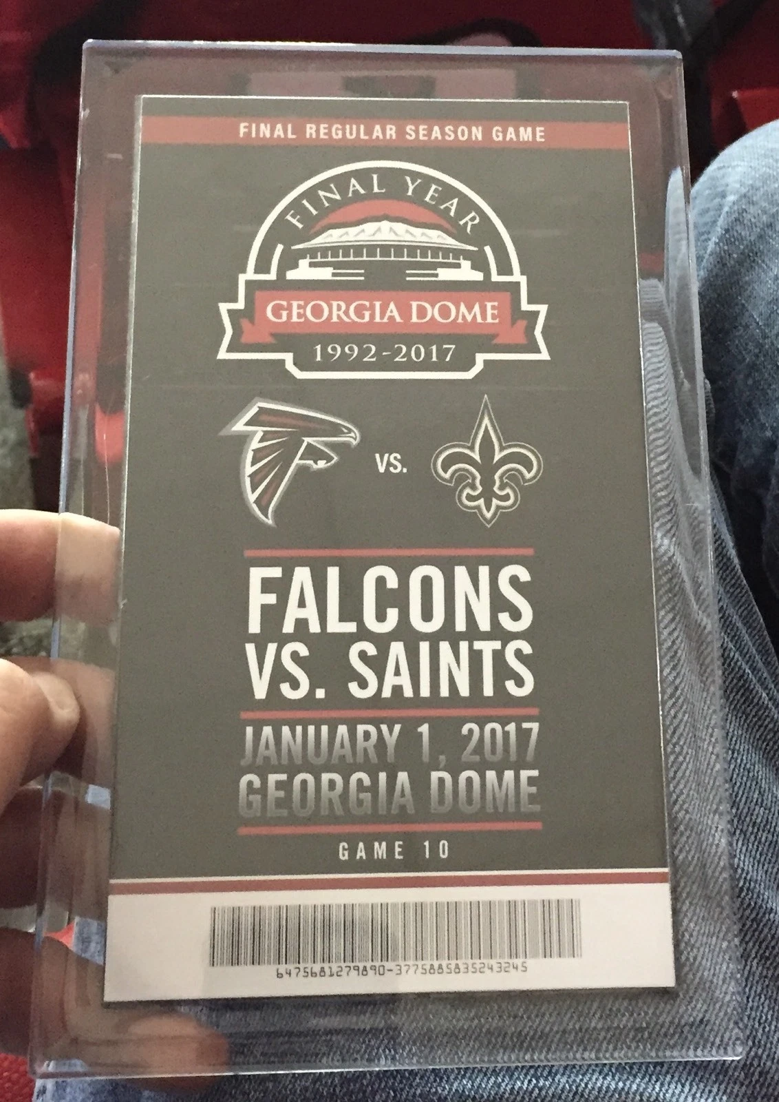 Atlanta Falcons Georgia Dome Final Game Commemorative Ticket NFL Official
