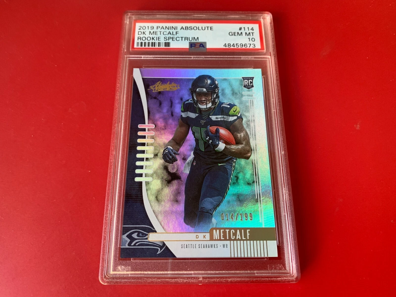 DK Metcalf Seahawks 2019 Panini Absolute Rookie Spectrum /199 Card PSA 10