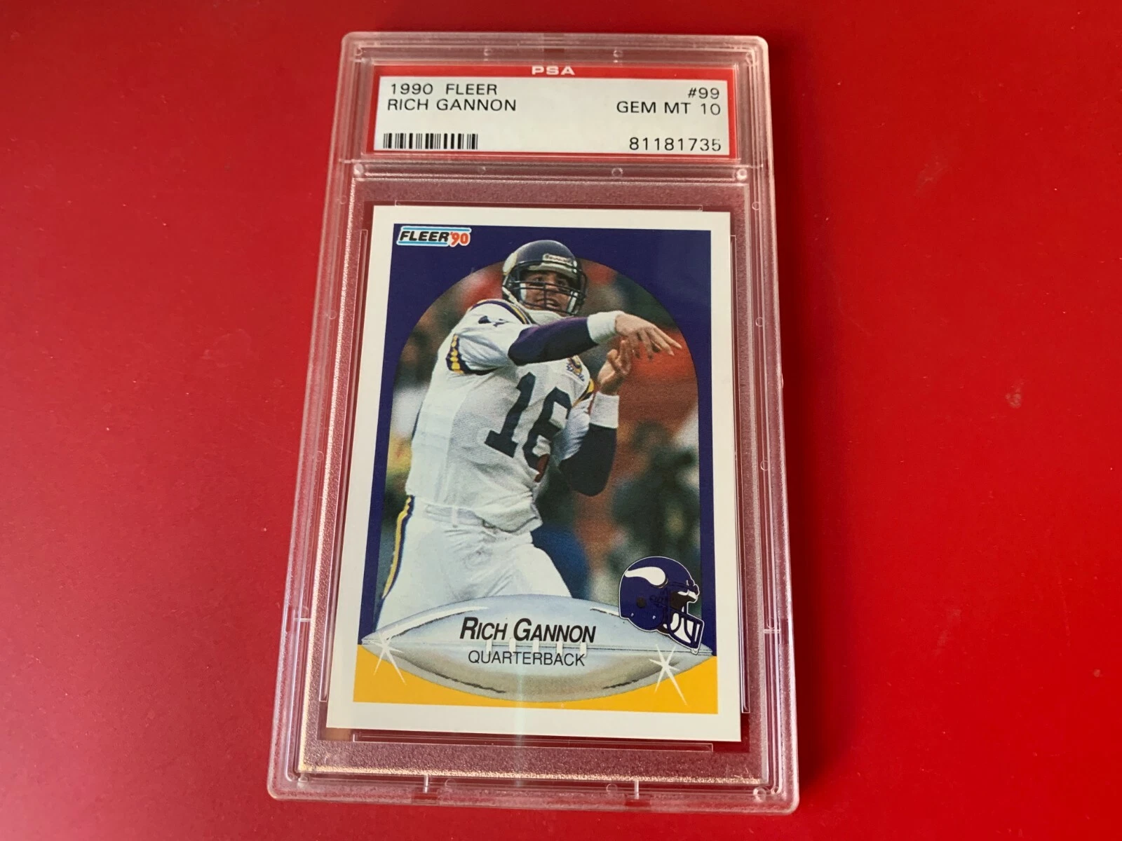 Rich Gannon Raiders Vikings 1990 Fleer Rookie Card PSA 10 Gem Mint