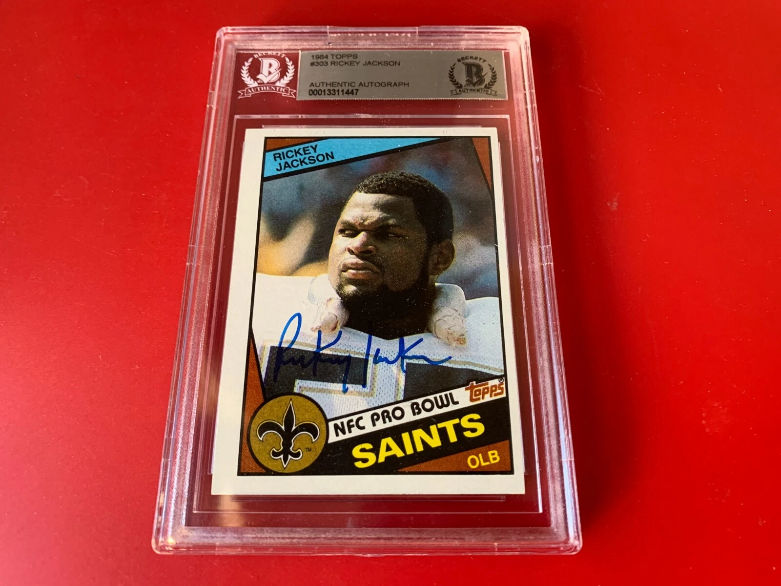 Rickey Jackson Saints 1984 Topps ROOKIE Card Signed Auto Beckett BAS Slabbed