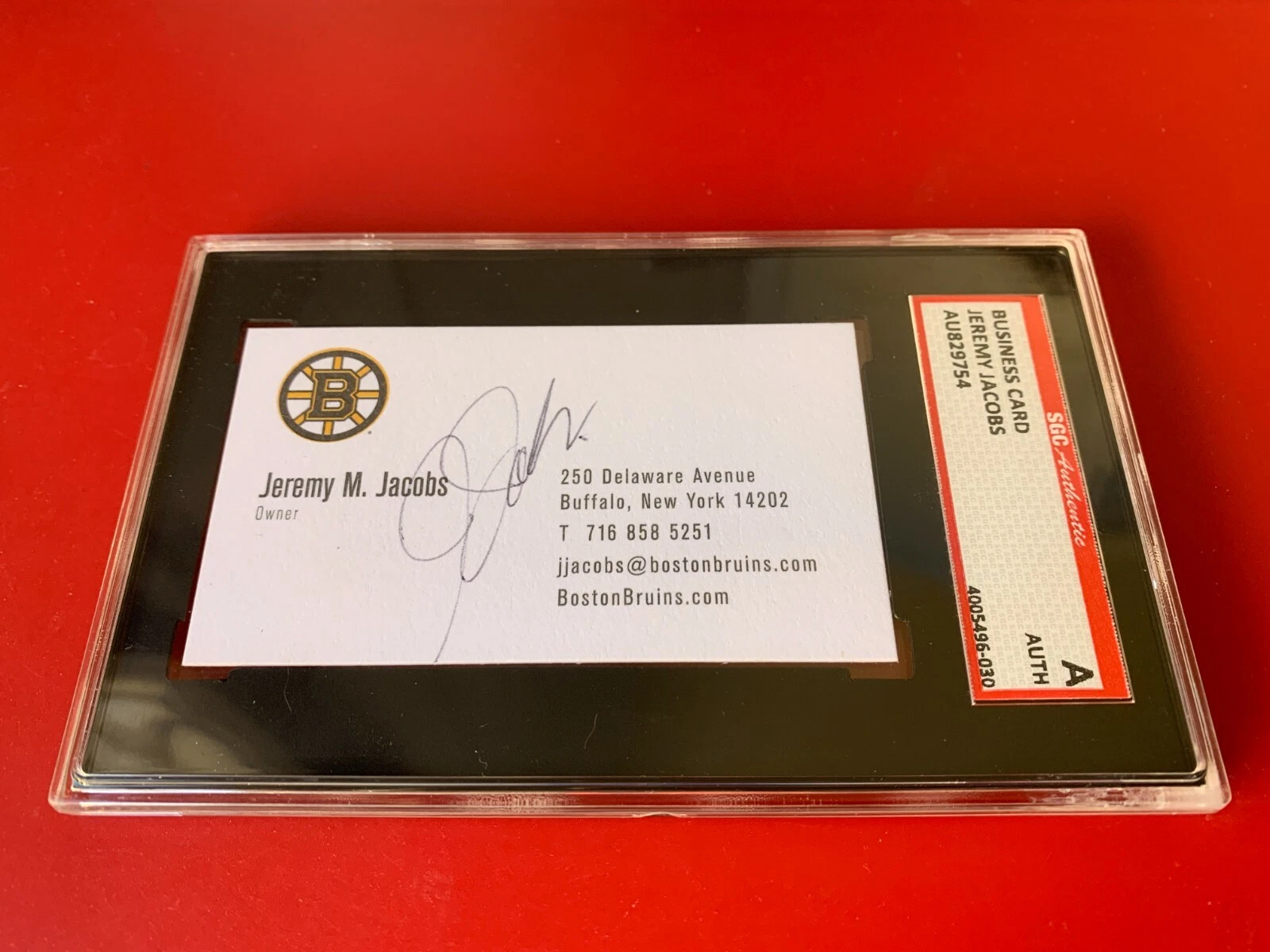 Jeremy M. Jacobs Boston Bruins Business Card Signed Auto SGC Certified