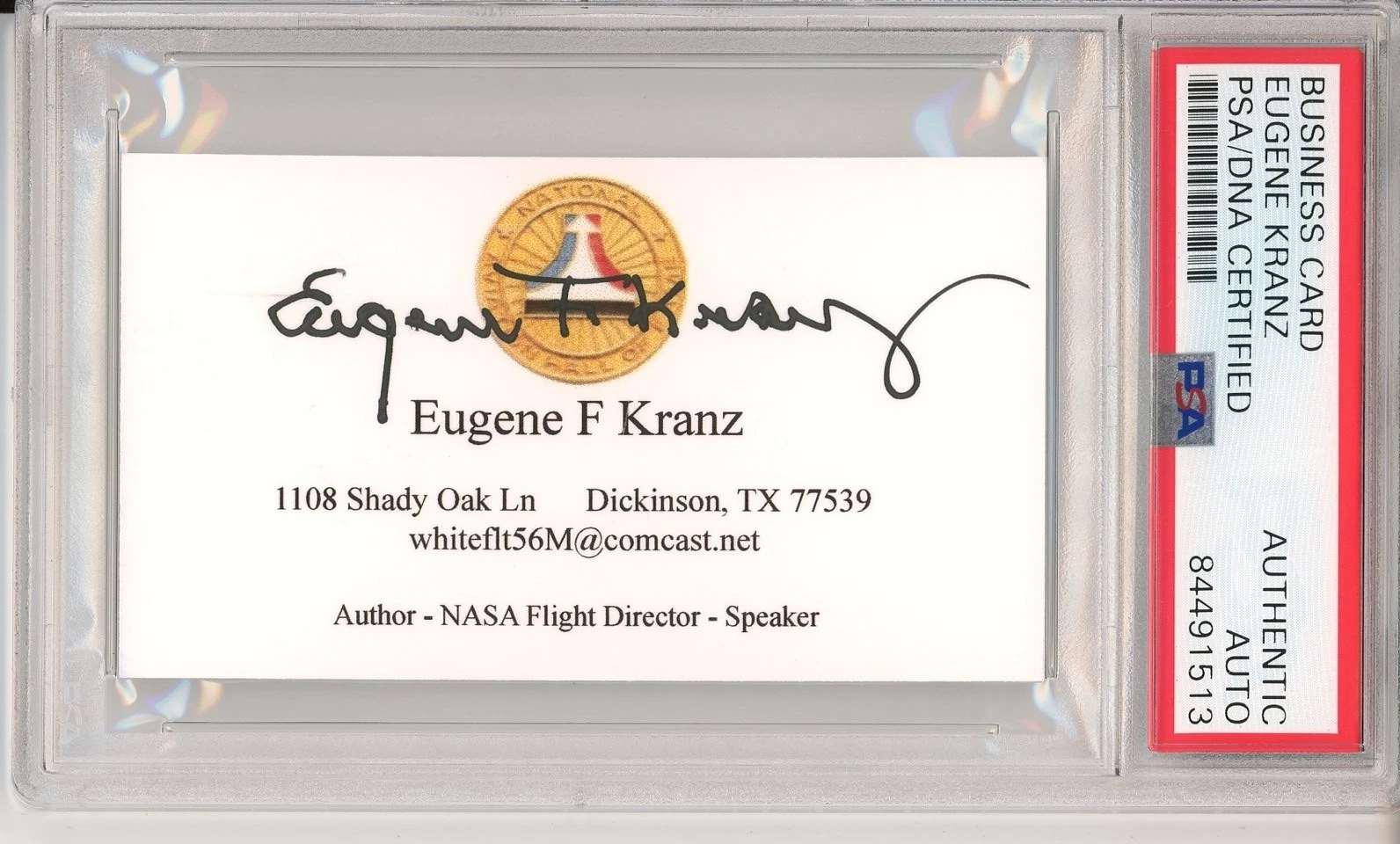 NASA FLIGHT DIRECTOR EUGENE KRANZ SIGNED BUSINESS CARD PSA DNA COA AUTOGRAPH