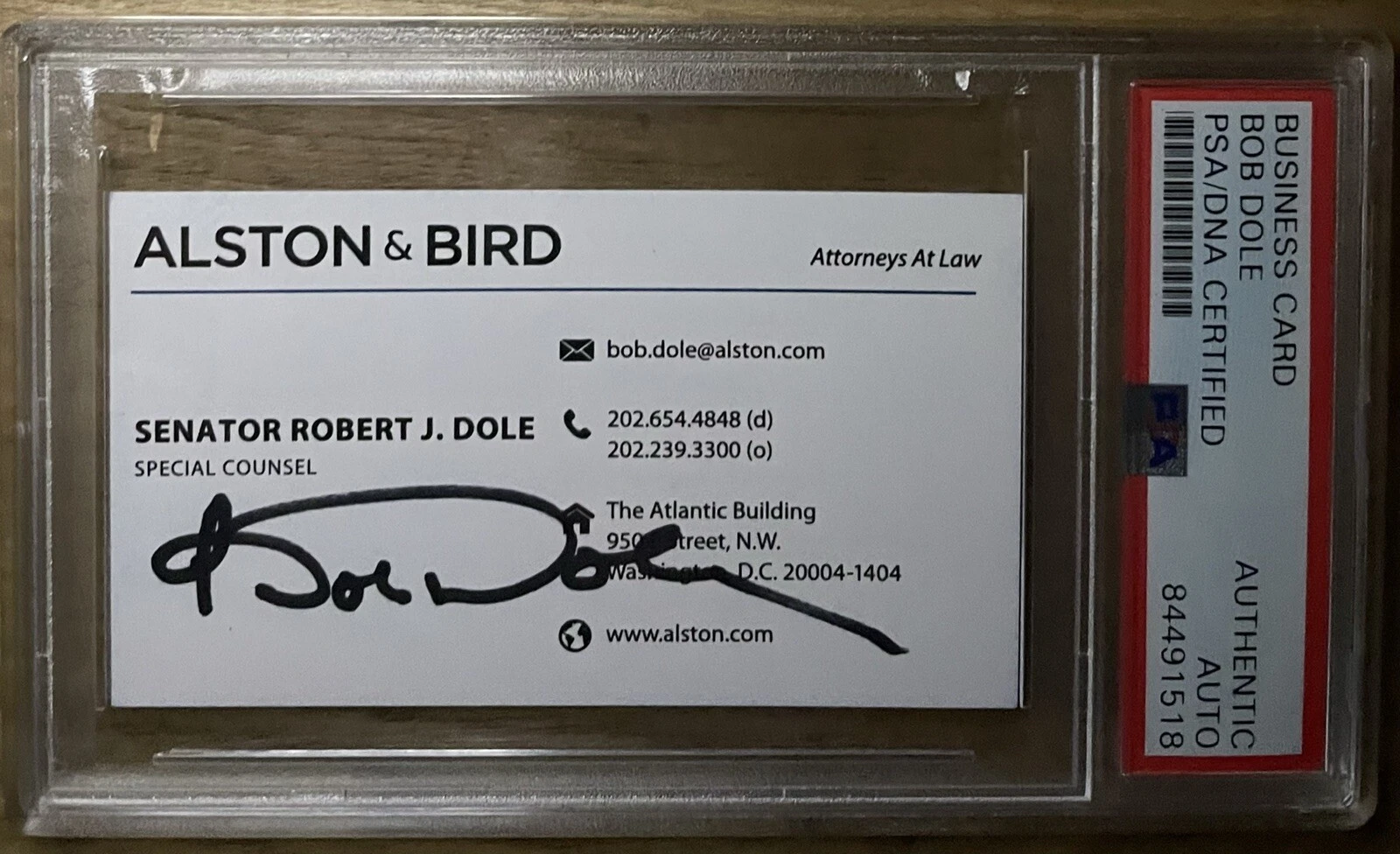 SENATOR BOB DOLE SIGNED BUSINESS CARD PSA DNA AUTOGRAPH PRESIDENT CONTENDER