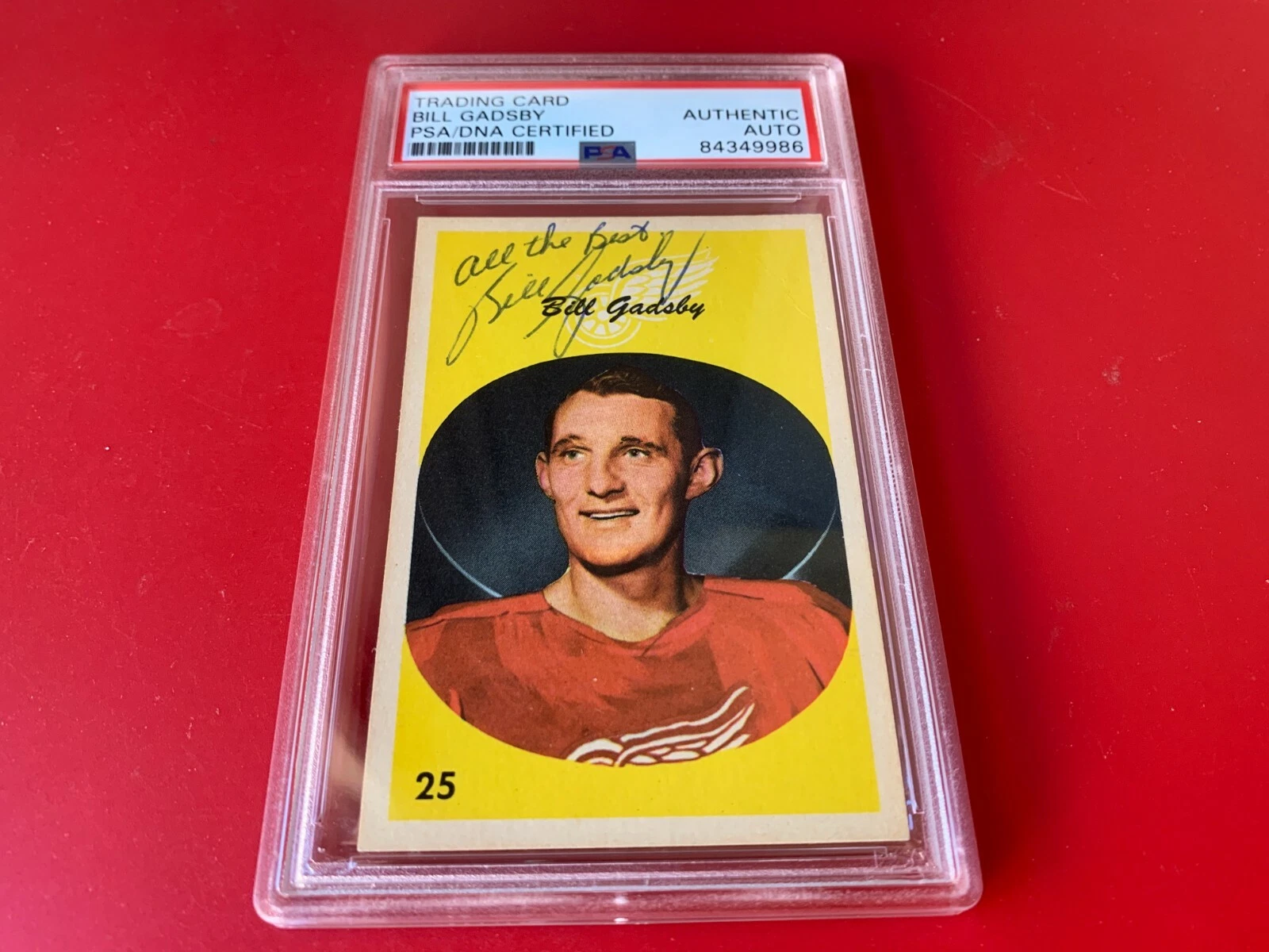 Bill Gadsby Red Wings 1962-63 Parkhurst Hockey Card Signed Auto PSA/DNA