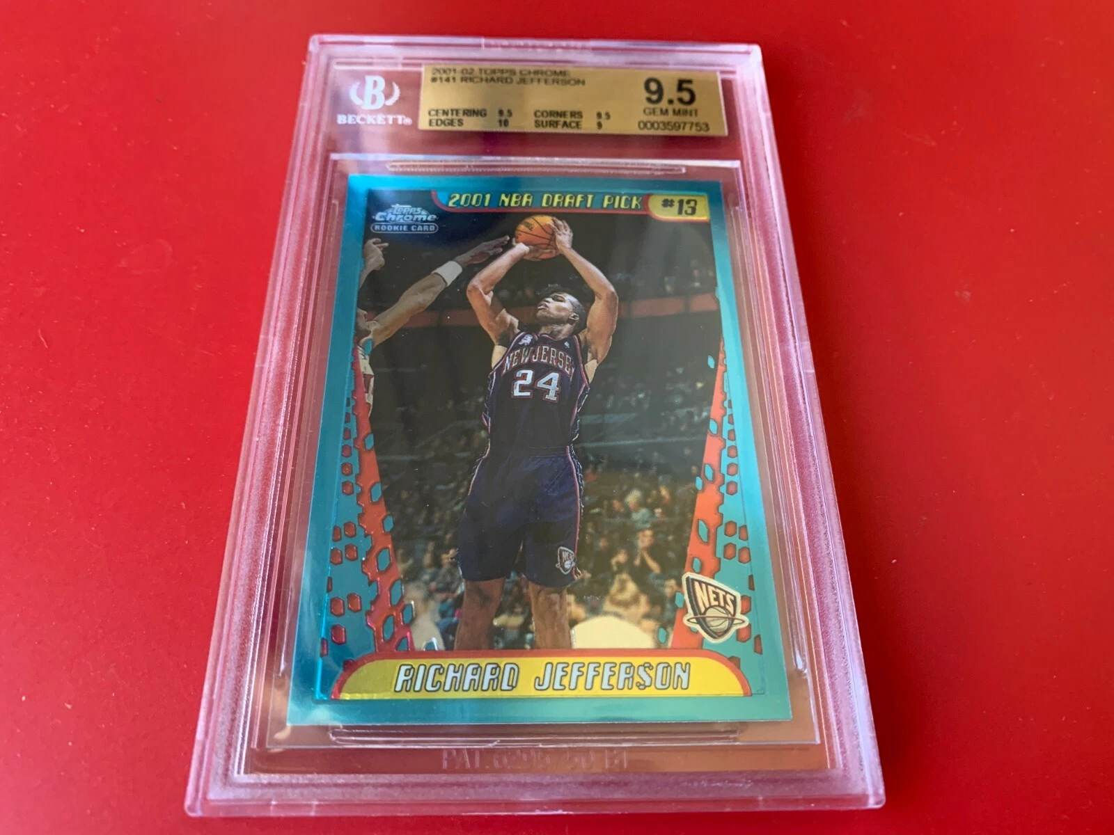 Richard Jefferson NETS 2001 Topps Chrome ROOKIE BGS 9.5 GEM MINT