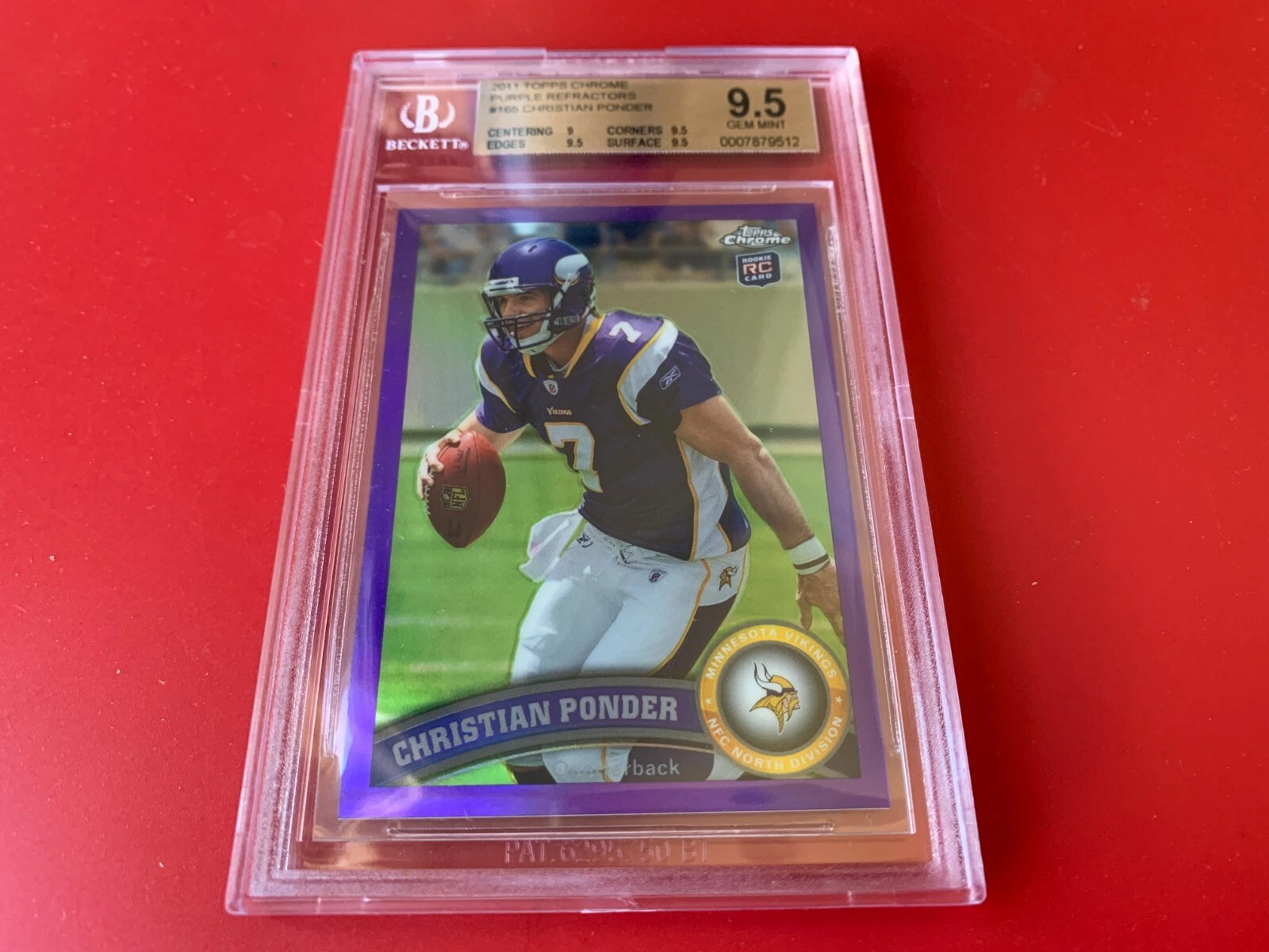 Christian Ponder Vikings 2011 Topps Chrome Purple /499 Refractors ROOKIE BGS 9.5