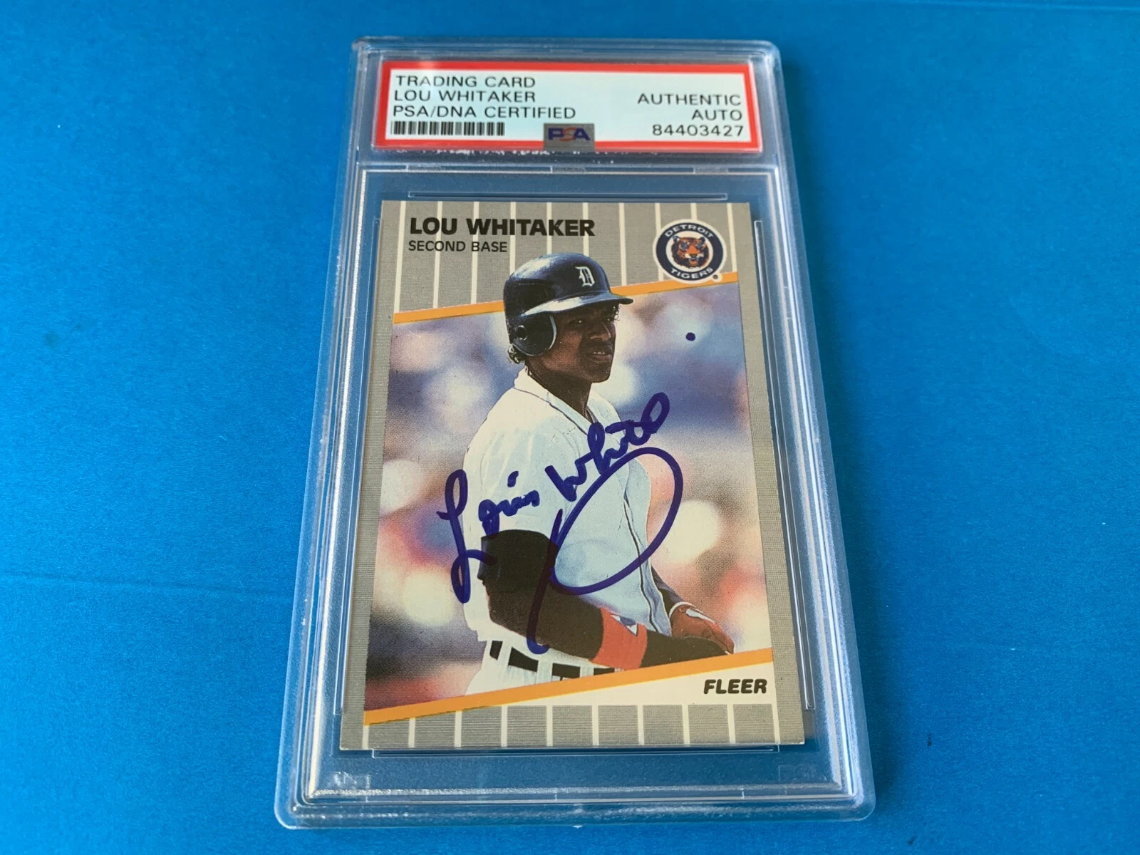 Lou Whitaker Tigers 1989 Feer Card Signed Auto PSA/DNA Slabbed
