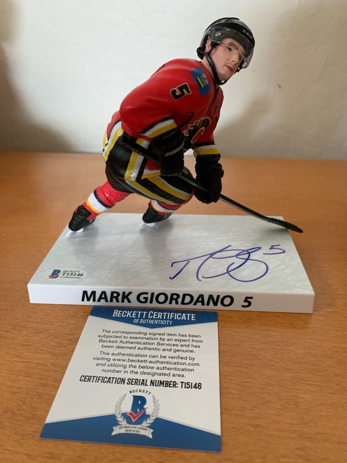 Mark Giordano Imports Dragon Signed Auto Base McFarlane Beckett BAS COA