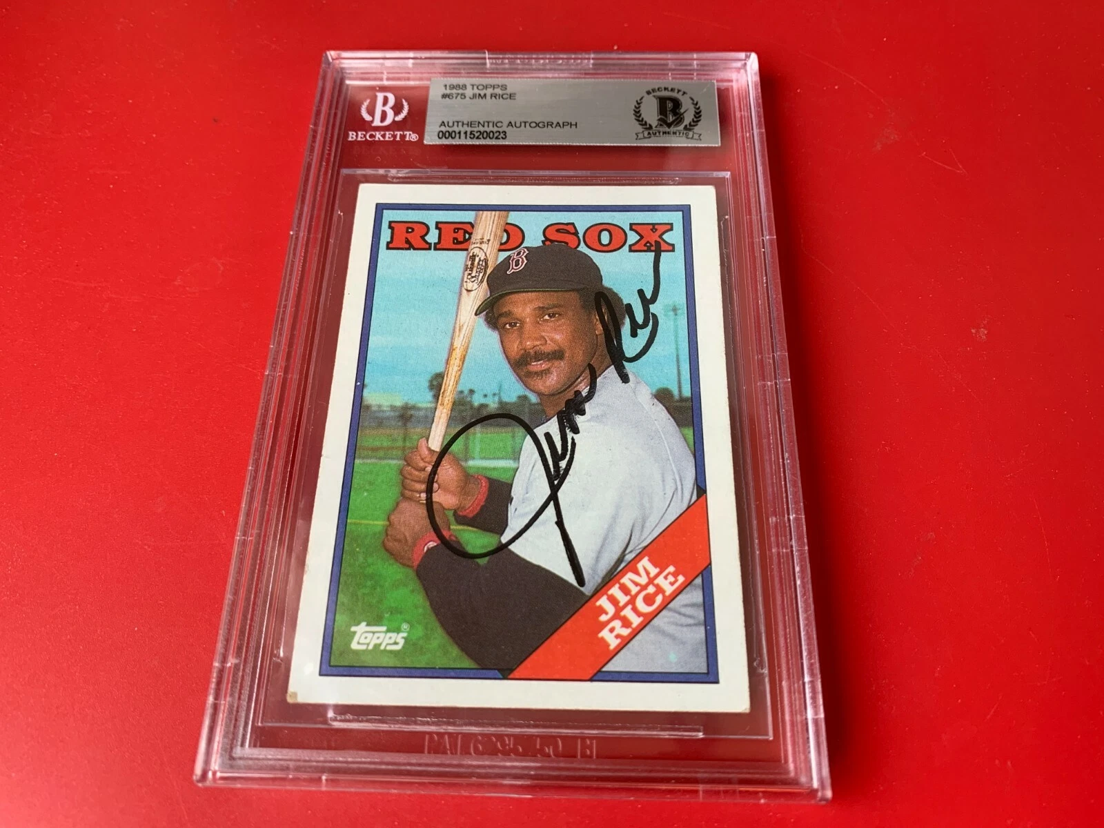 Jim Rice Red Sox 1988 Topps Card Signed Auto Beckett BAS