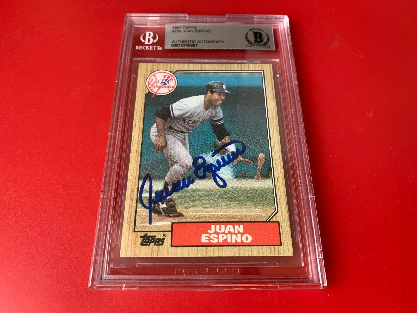 Juan Espino Yankees 1987 Topps Card Signed Auto Beckett BAS