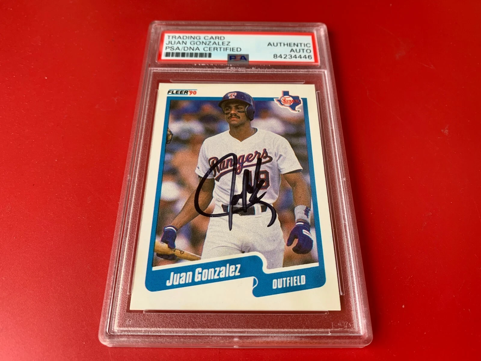 Juan Gonzalez Rangers 1990 Fleer Rookie Card Signed Auto PSA/DNA ENCAPSULATED