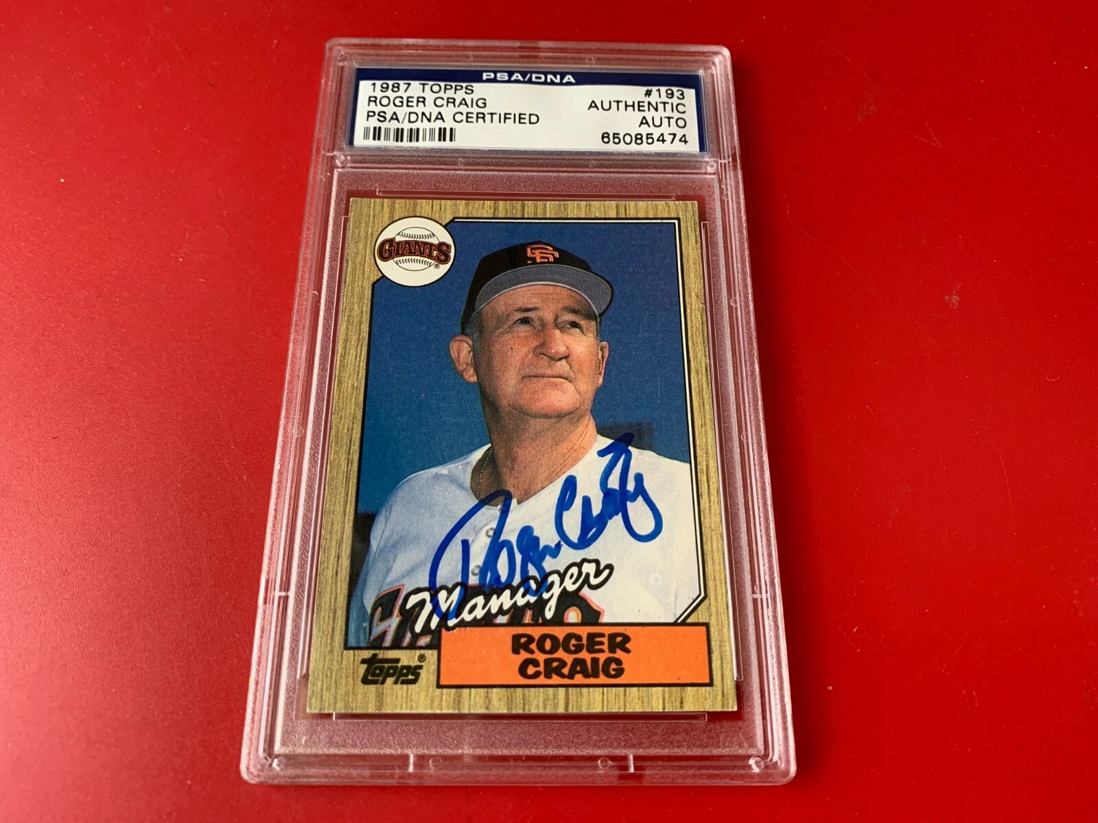 Roger Craig Giants 1987 Topps Card Signed Auto PSA/DNA ENCAPSULATED