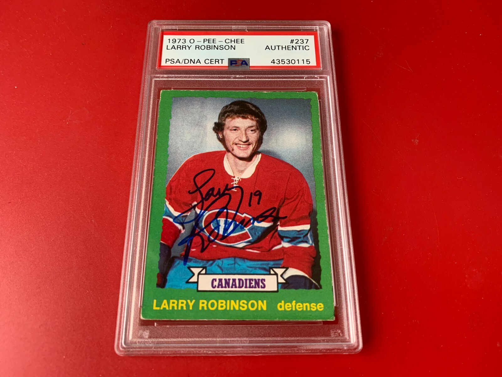 Larry Robinson HOF Canadiens 1973 O-Pee-Chee Rookie Card Signed Auto PSA/DNA