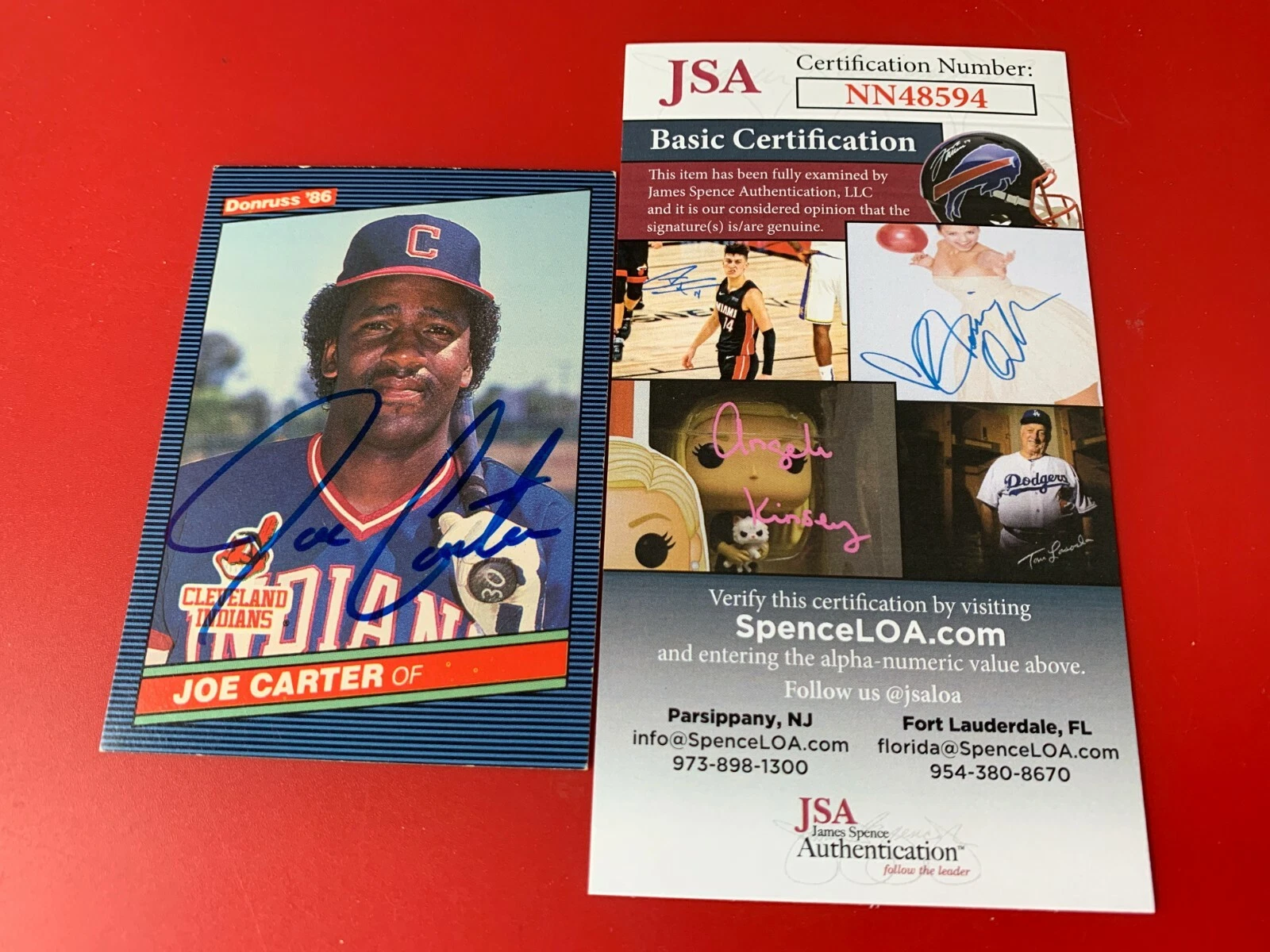 Joe Carter Indians 1986 Donruss Card Signed Auto JSA COA