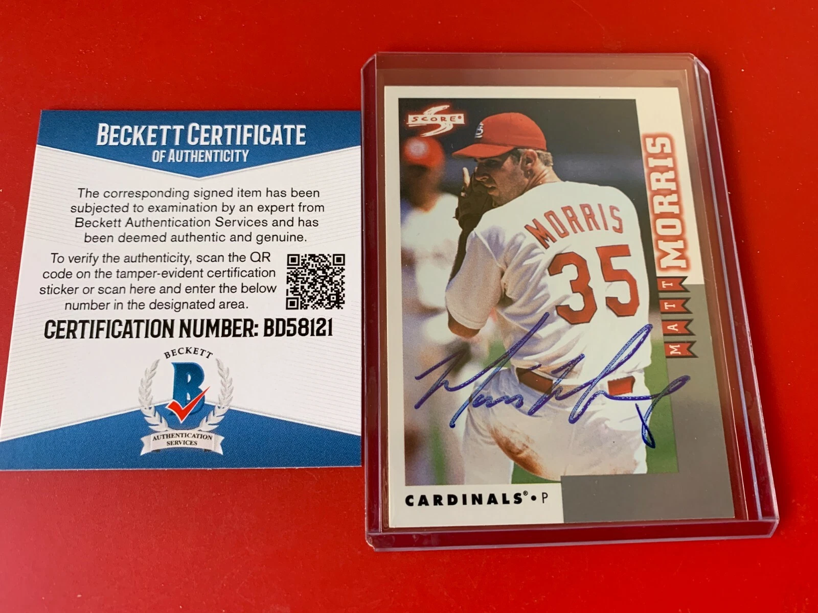 Matt Morris Cardinals 1998 Score Card Signed Auto BAS COA