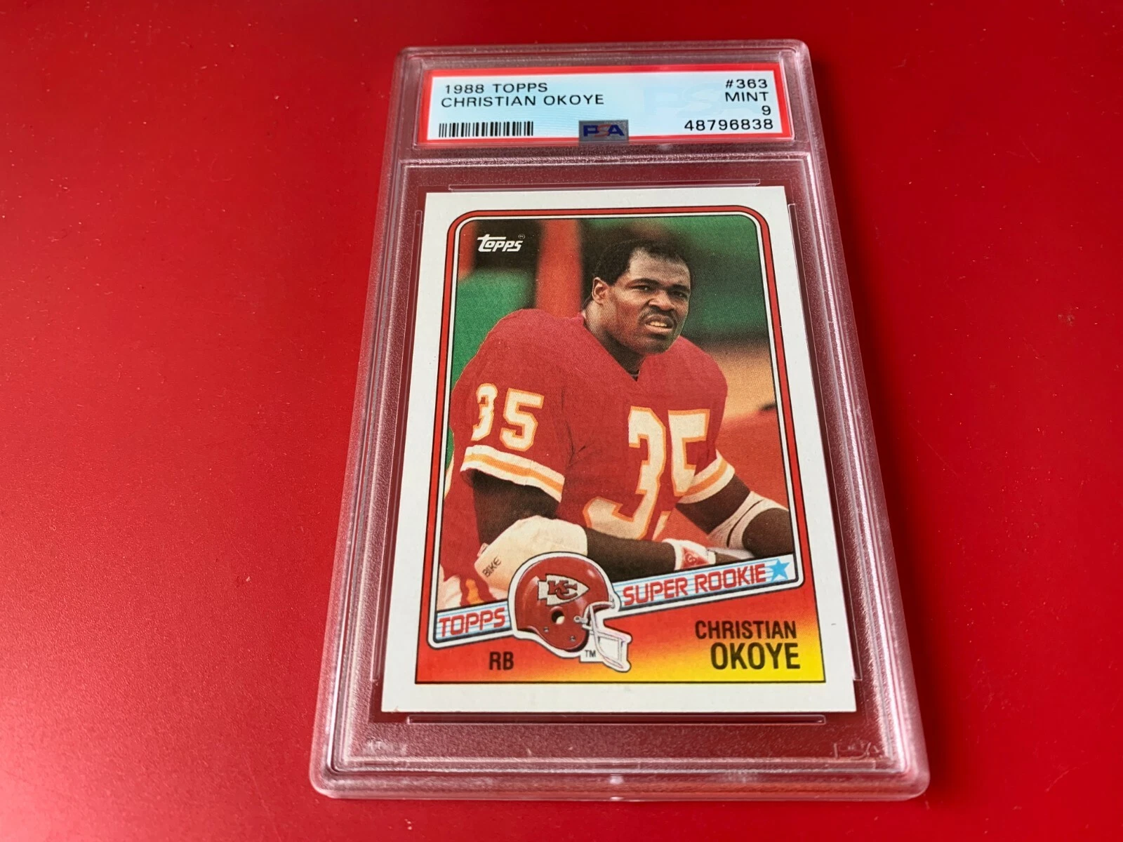 Christian Okoye Chiefs 1988 Topps Rookie Card MINT PSA 9
