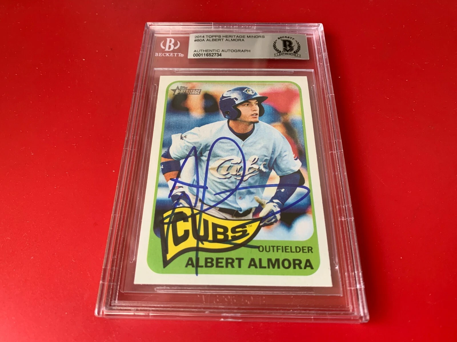 Albert Almora 2014 Topps Heritage Minors Card Signed Auto Beckett BAS