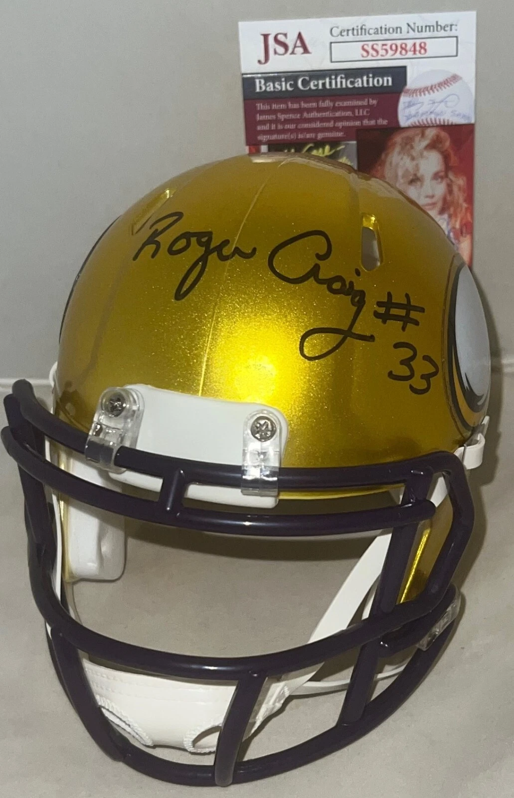 Roger Craig signed Minnesota Vikings Flash mini helmet autographed JSA