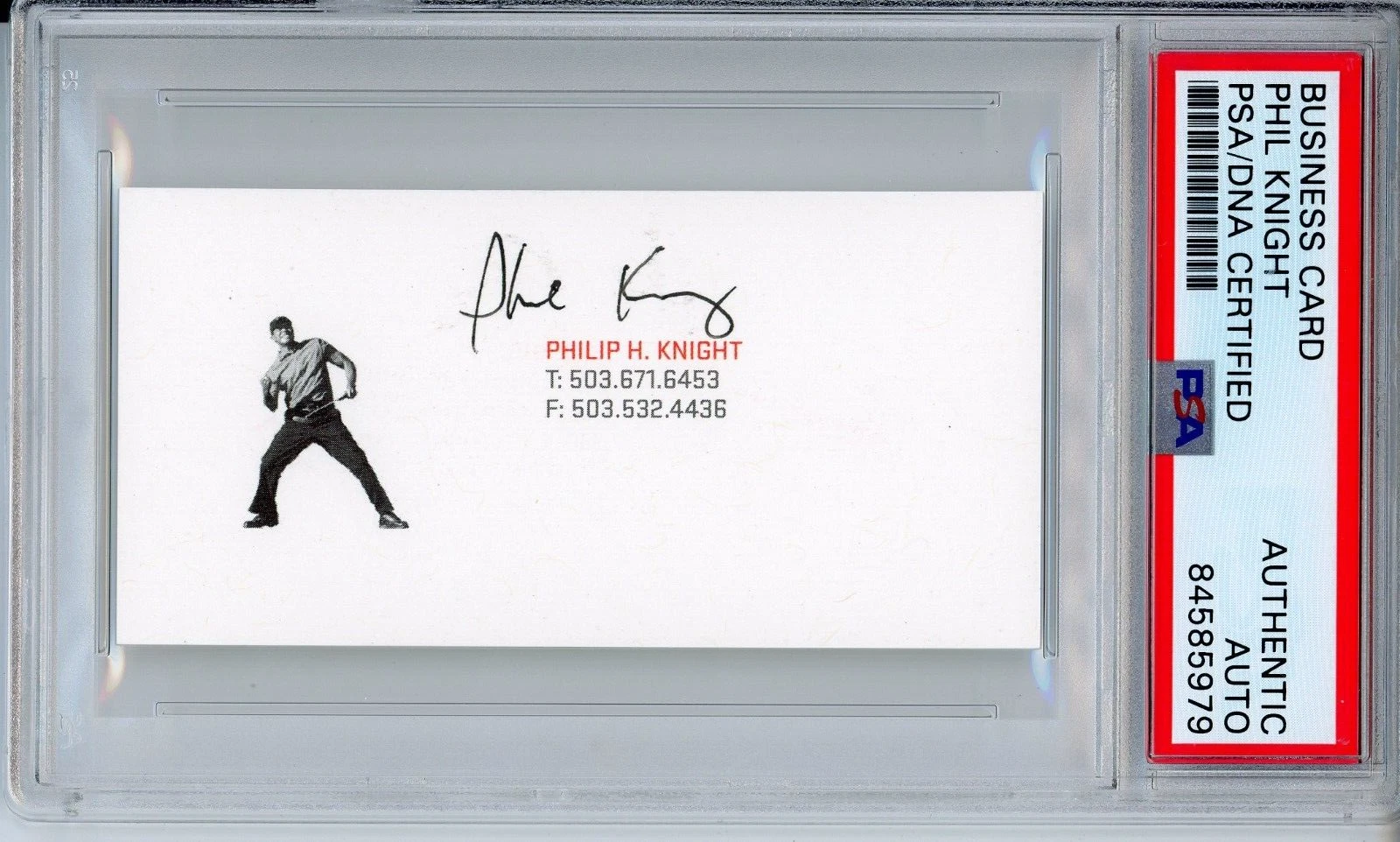 PHIL KNIGHT NIKE CEO SIGNED 2x BUSINESS CARD PSA DNA AUTOGRAPH TIGER WOODS IMAGE