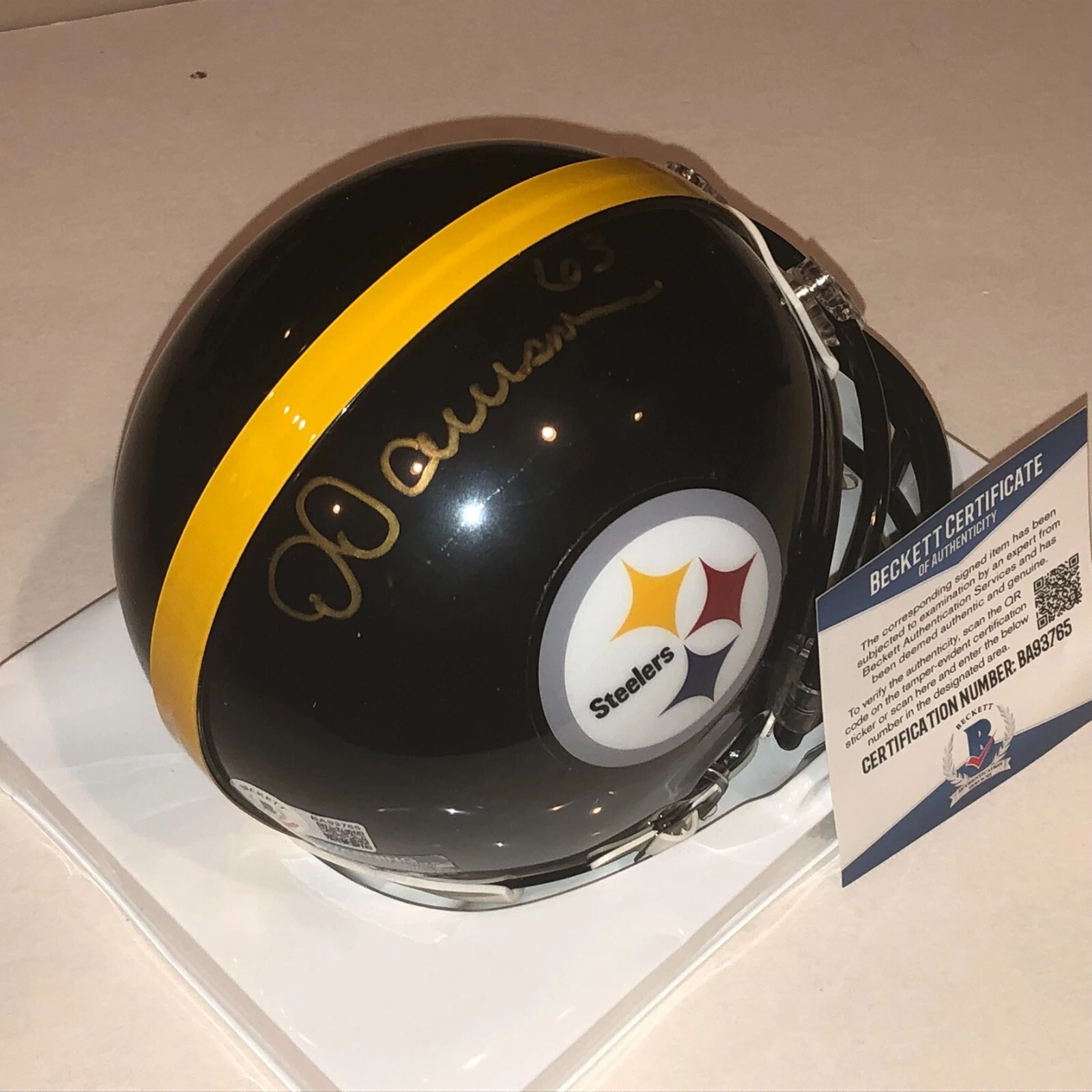 DERMONTTI DAWSON Signed Pittsburgh STEELERS Mini-helmet w/ Beckett COA (BAS)