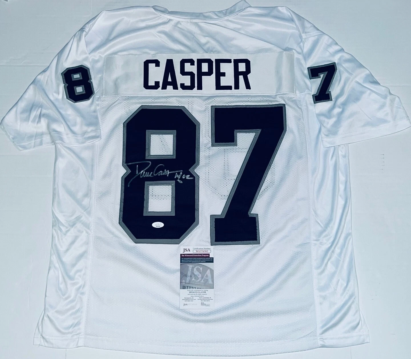 Dave Casper Oakland Raiders signed Custom White jersey W/ HOF JSA Witnessed