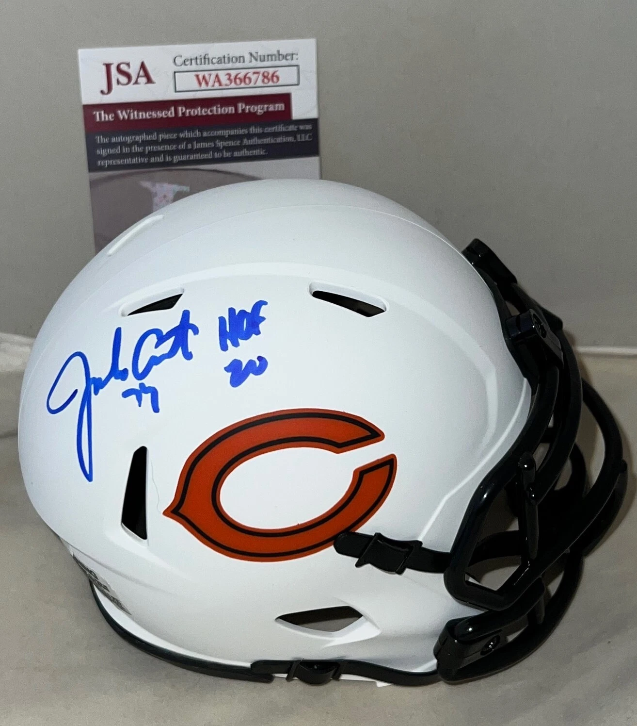Jim Jimbo Covert signed Chicago Bears Lunar mini helmet W/ HOF Ins JSA Witnessed